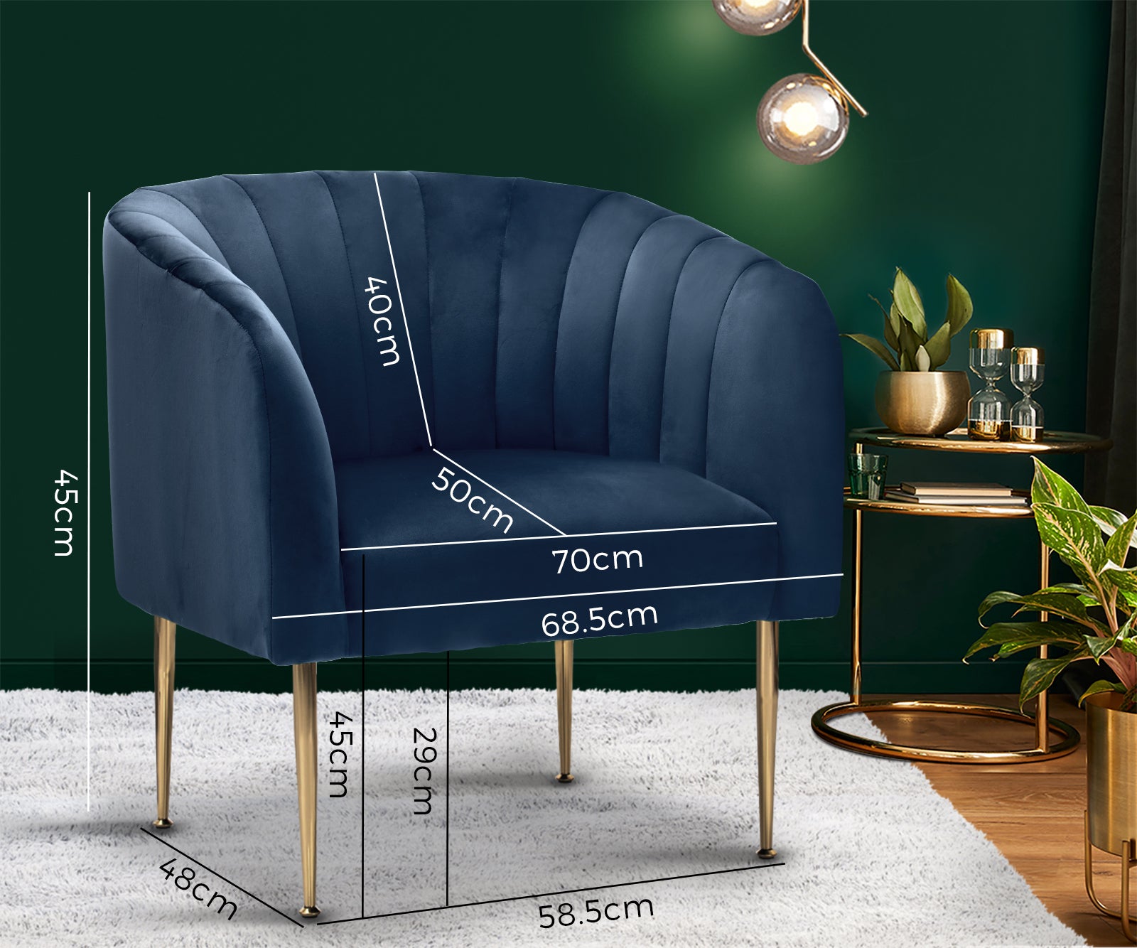 Oikiture Armchair Lounge Chair Accent Chairs Velvet Armchairs Sofa Couches - Sunyee