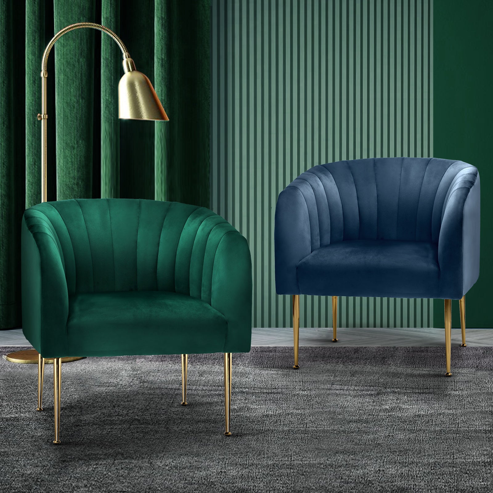 Oikiture Armchair Lounge Chair Accent Chairs Velvet Armchairs Sofa Couches - Sunyee