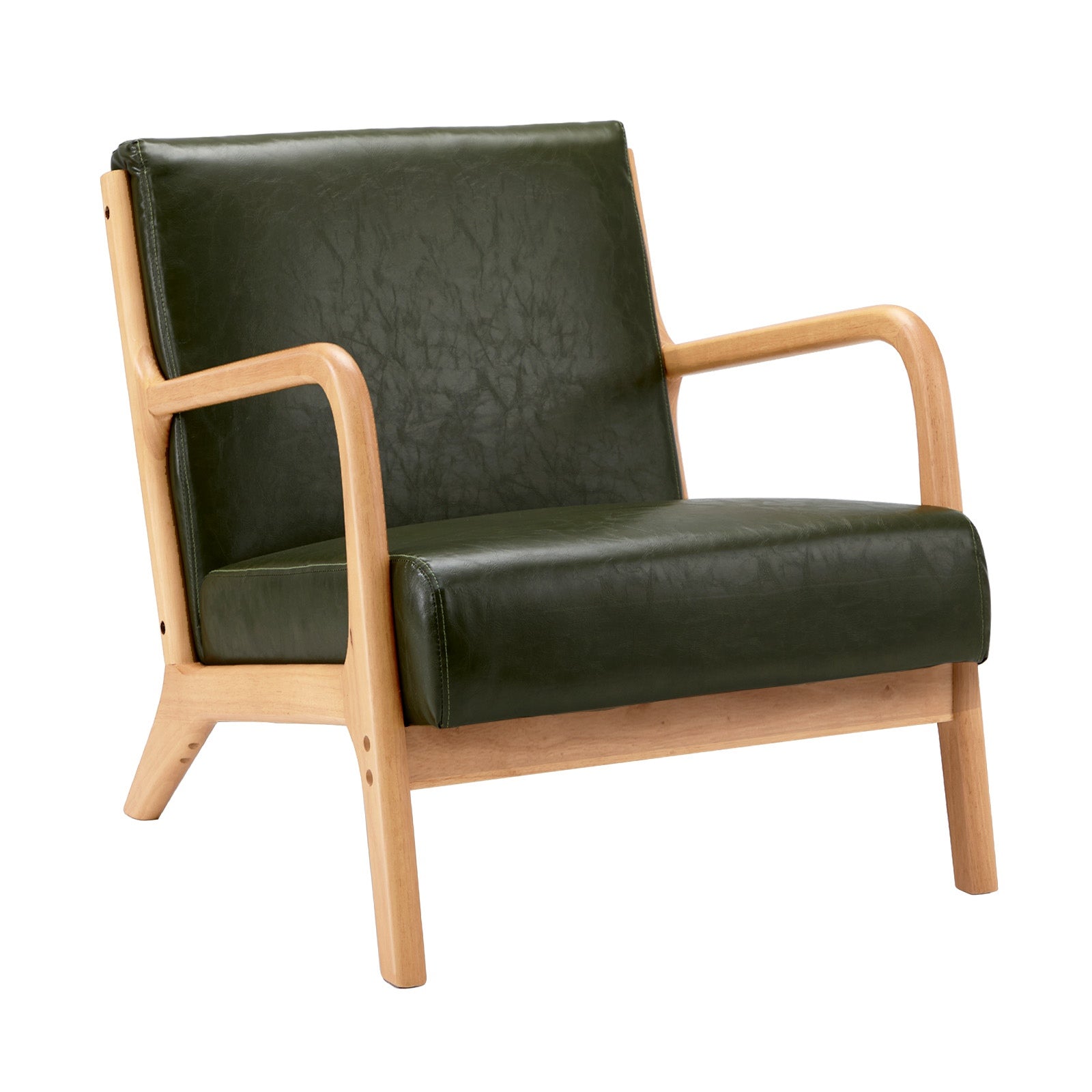 Oikiture Armchair Lounge Chair Accent Armchairs Couches Sofa Wood PU Green - Sunyee