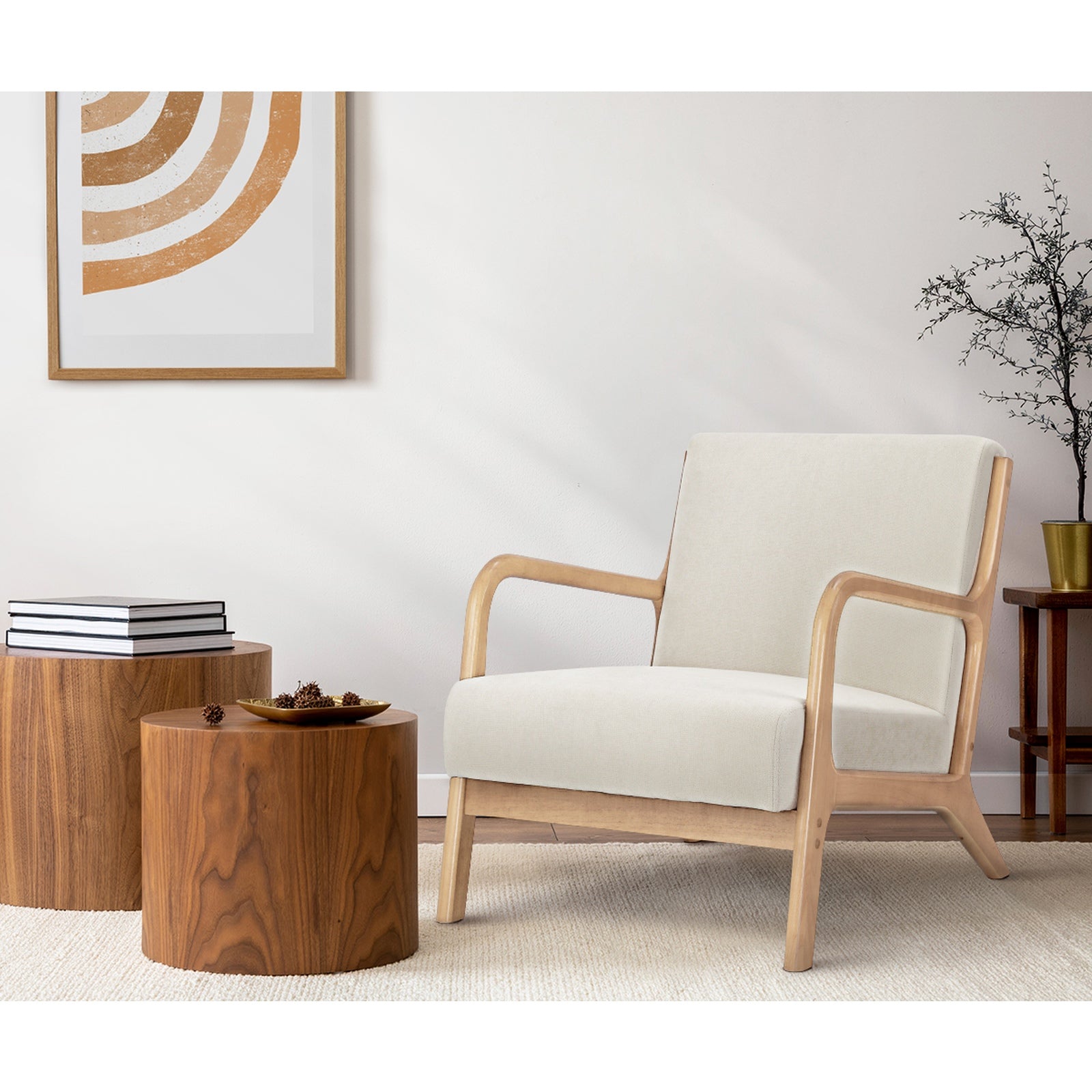 Oikiture Armchair Lounge Chair Accent Armchairs Couches Sofa Bedroom Wood - Sunyee