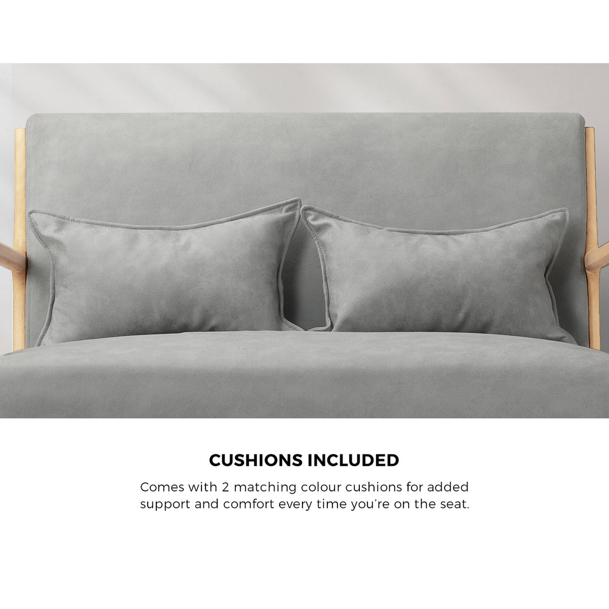 Oikiture 2PCS Armchair Lounge Chair set 1/2 Seater with 2 Pillows Fabric Grey - Sunyee