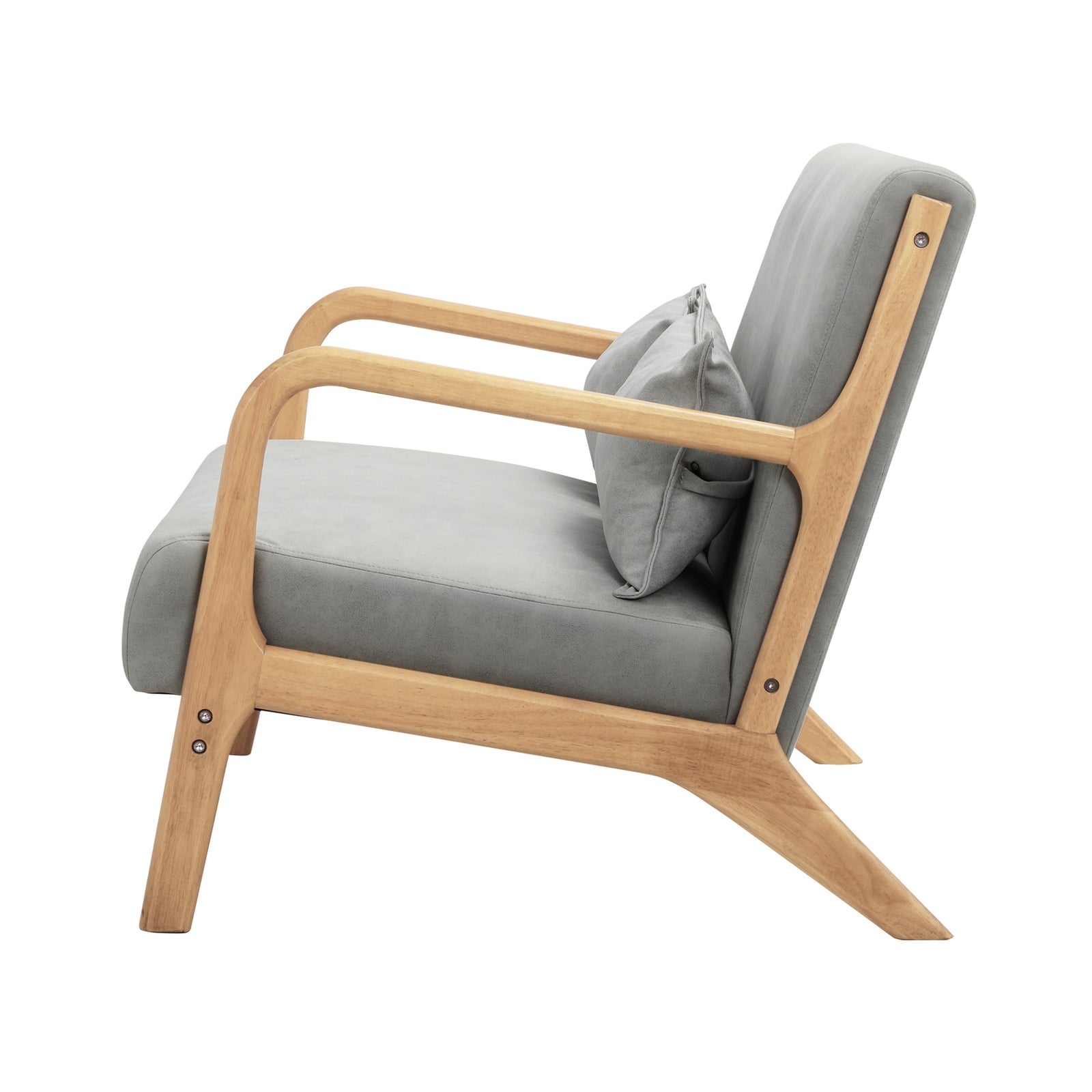 Oikiture Armchair Lounge Chair 2 Seater Accent Couch Sofa Fabric Grey Pillows - Sunyee