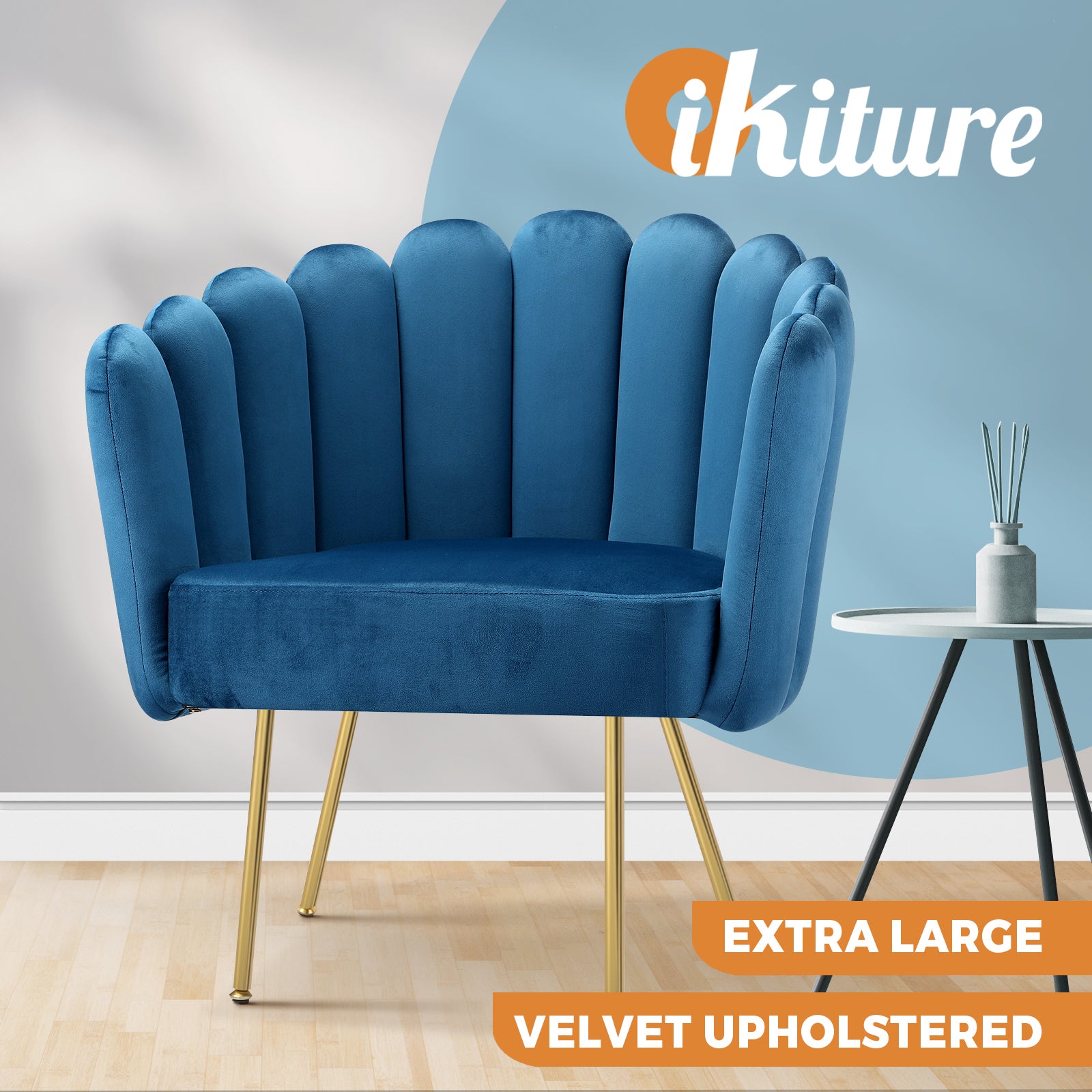 Oikiture Armchair Accent Chairs Lounge Dining Chair Velvet Fabric Sofa Couches - Sunyee