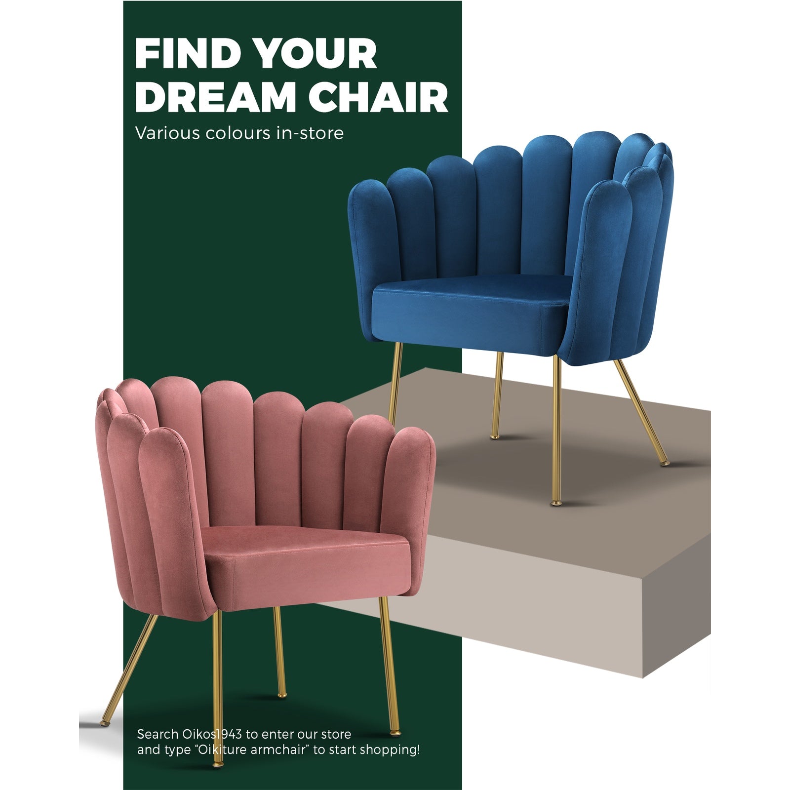 Oikiture Armchair Accent Chairs Lounge Dining Chair Velvet Fabric Sofa Couches - Sunyee