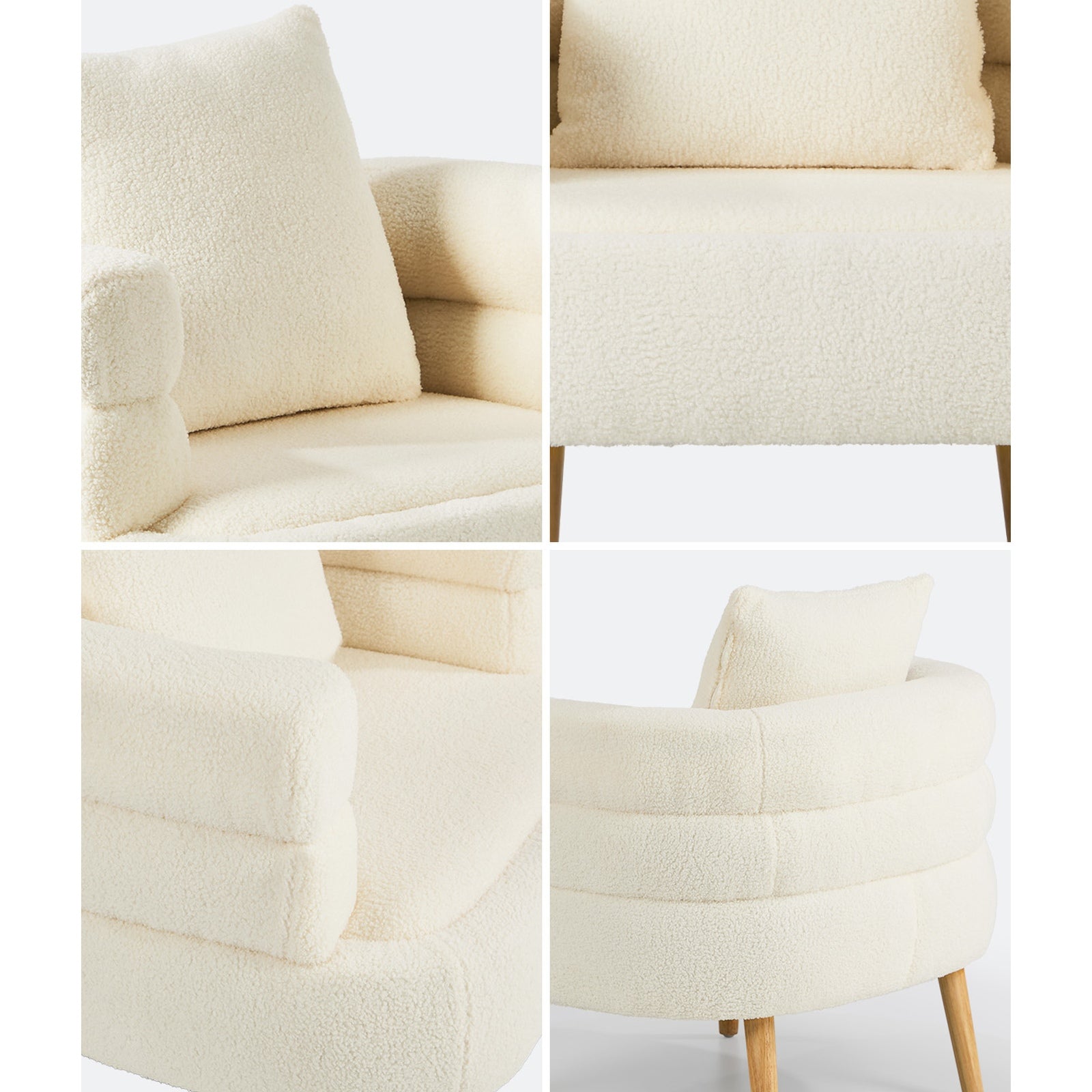 Oikiture 2x Armchair Tub Chair Single Accent Armchairs Sofa Lounge Couch White
