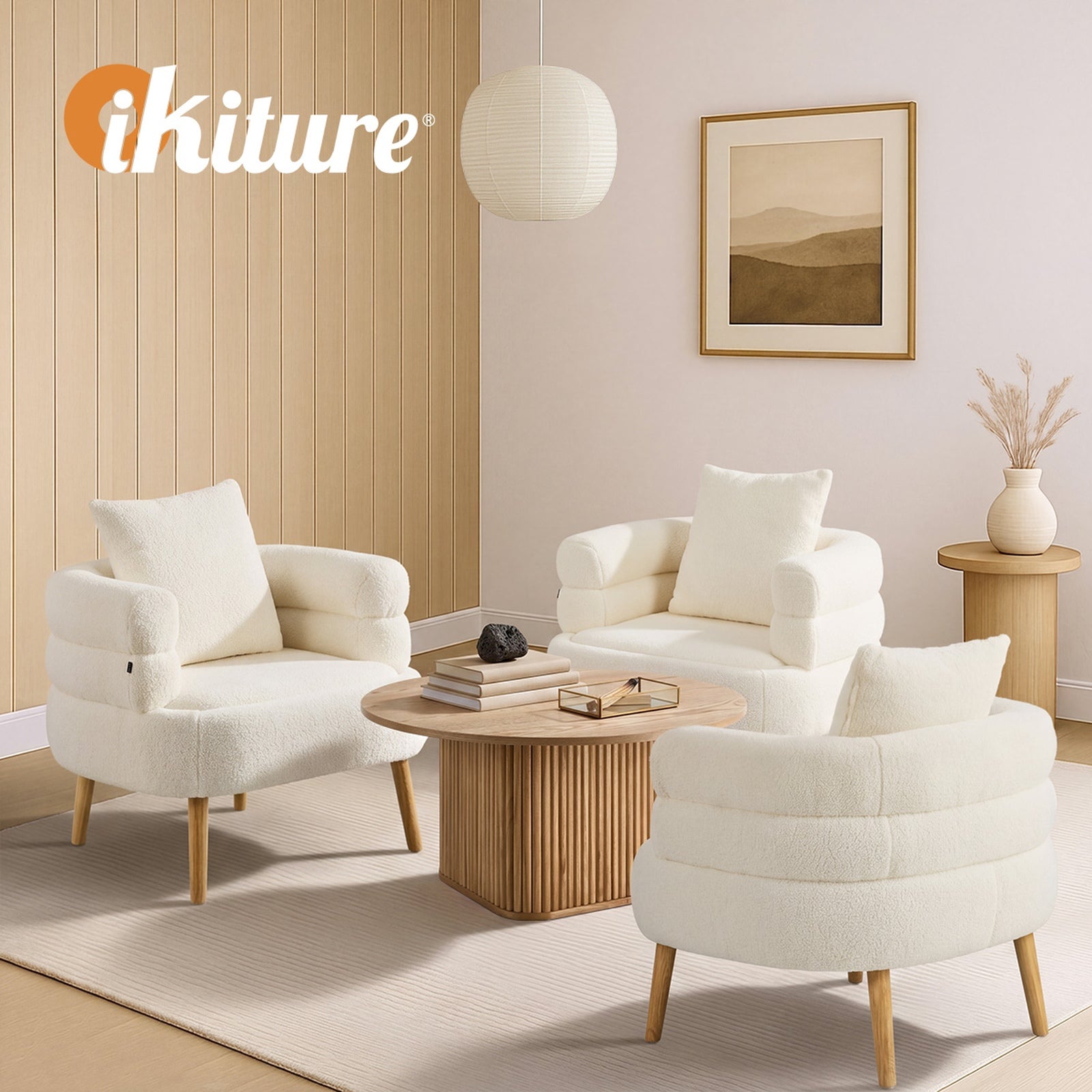 Oikiture 2x Armchair Tub Chair Single Accent Armchairs Sofa Lounge Couch White