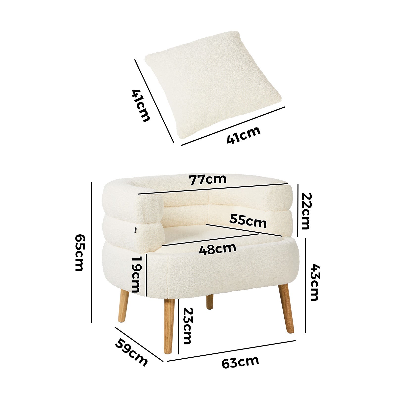 Oikiture 2x Armchair Tub Chair Single Accent Armchairs Sofa Lounge Couch White