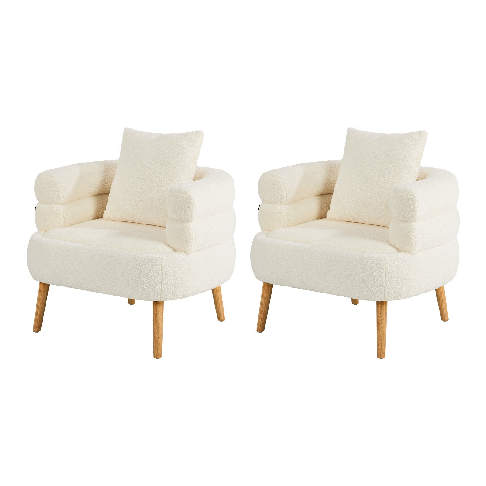 Oikiture 2x Armchair Tub Chair Single Accent Armchairs Sofa Lounge Couch White