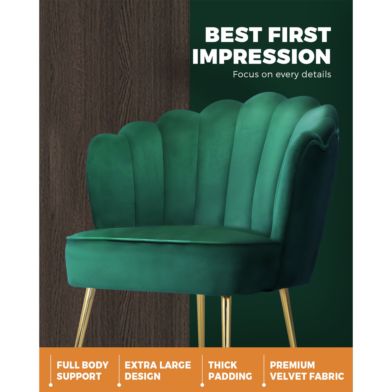 Oikiture Armchair Lounge Chair Armchairs Velvet Accent Arm Chairs Sofa Couches - Sunyee