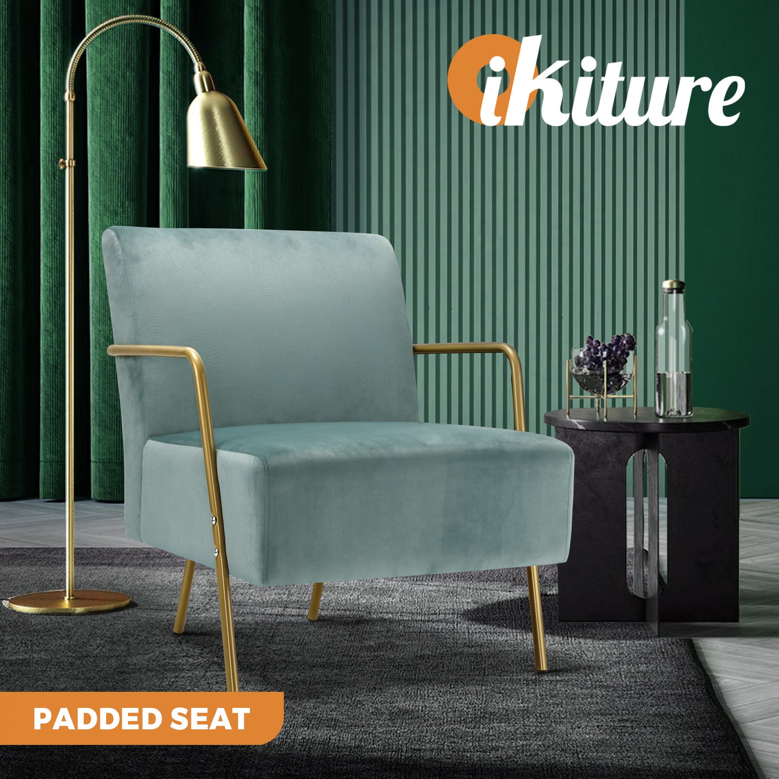 Oikiture Armchair Lounge Chair Armchairs Velvet Accent Arm Chairs Sofa Couches - Sunyee