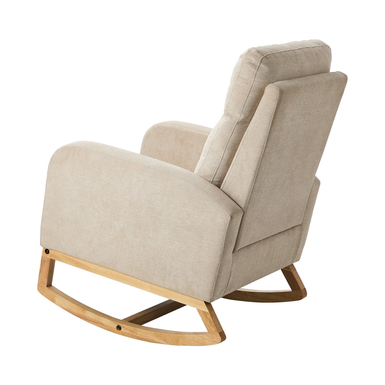 Oikiture 2x Rocking Armchair Linen Fabric Lounge Chair Accent Chair Beige - Sunyee