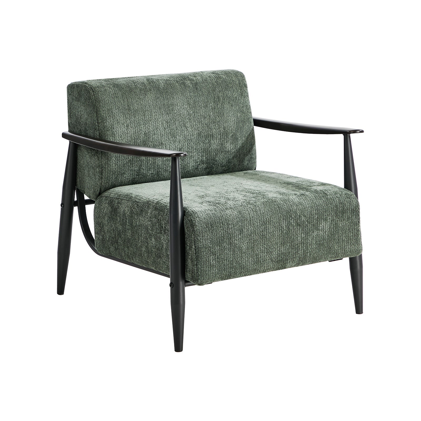 Oikiture Wooden Armchair Lounge Sofa Chair Chenille Accent Armchairs Green