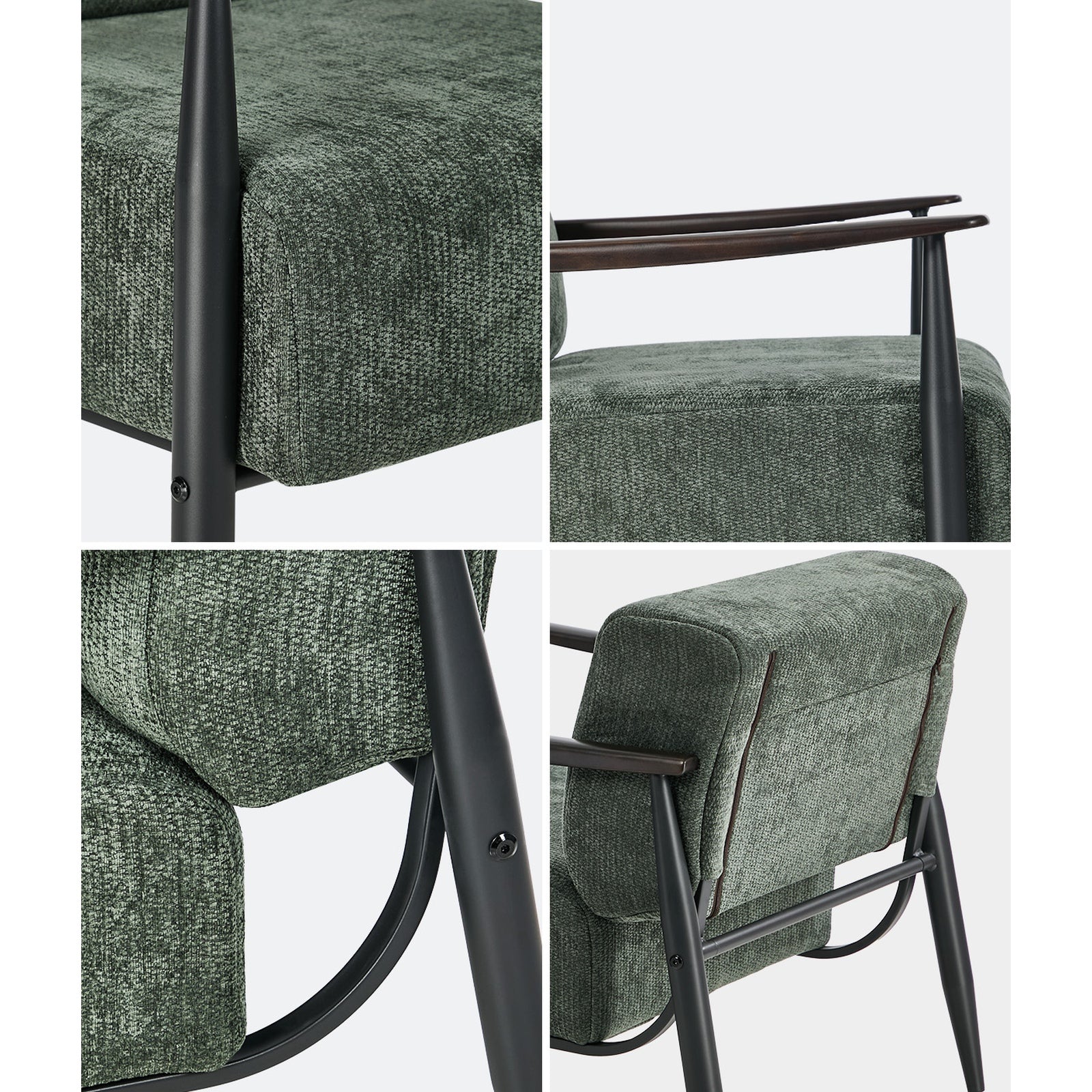 Oikiture 2x Wooden Armchair Lounge Sofa Chair Chenille Accent Armchairs Green