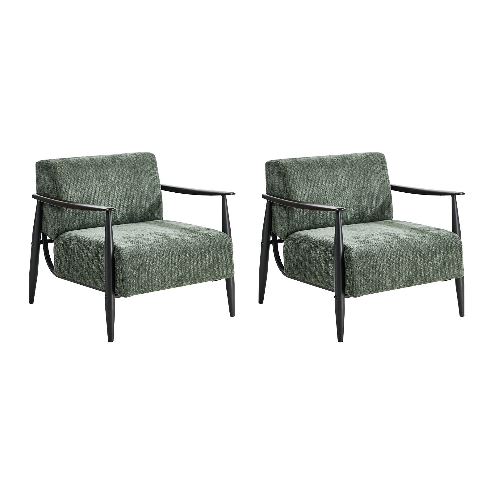 Oikiture 2x Wooden Armchair Lounge Sofa Chair Chenille Accent Armchairs Green