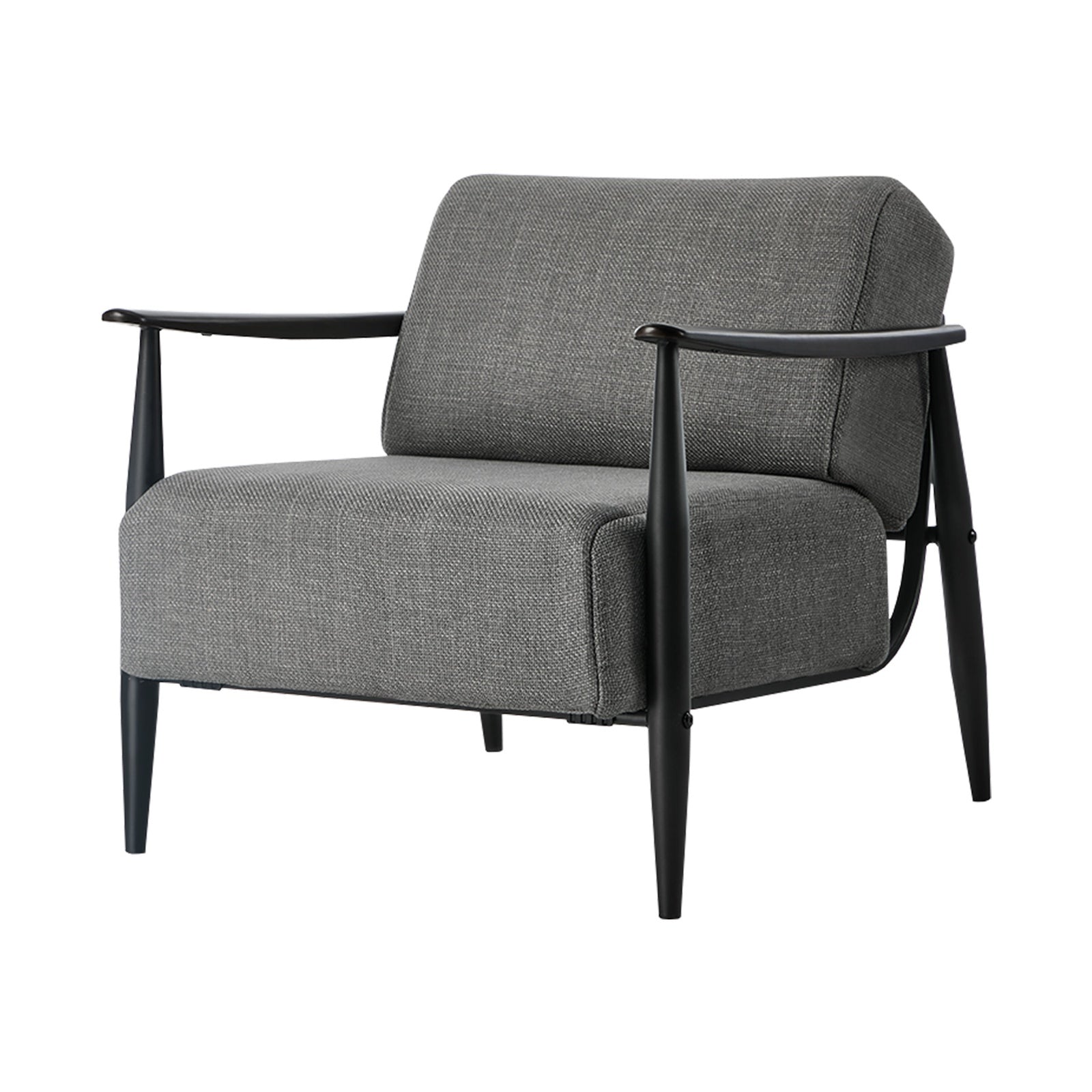 Oikiture 2x Wooden Armchair Lounge Sofa Chair Fabric Accent Armchairs Grey - Sunyee