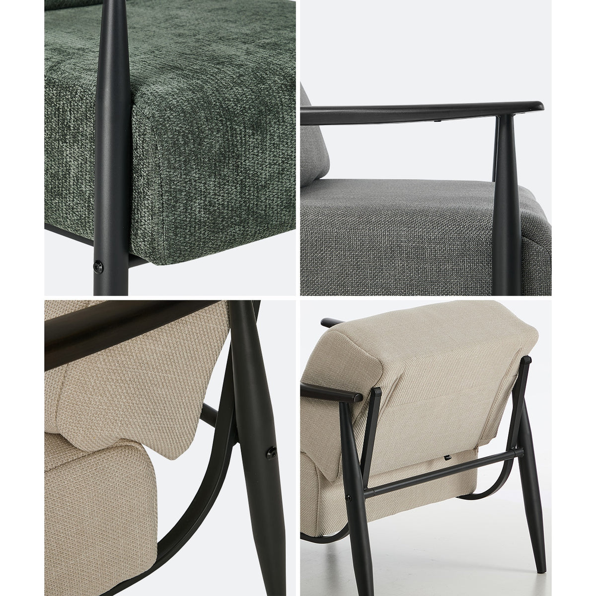 Oikiture Wooden Armchair Lounge Sofa Chair Fabric Accent Armchairs