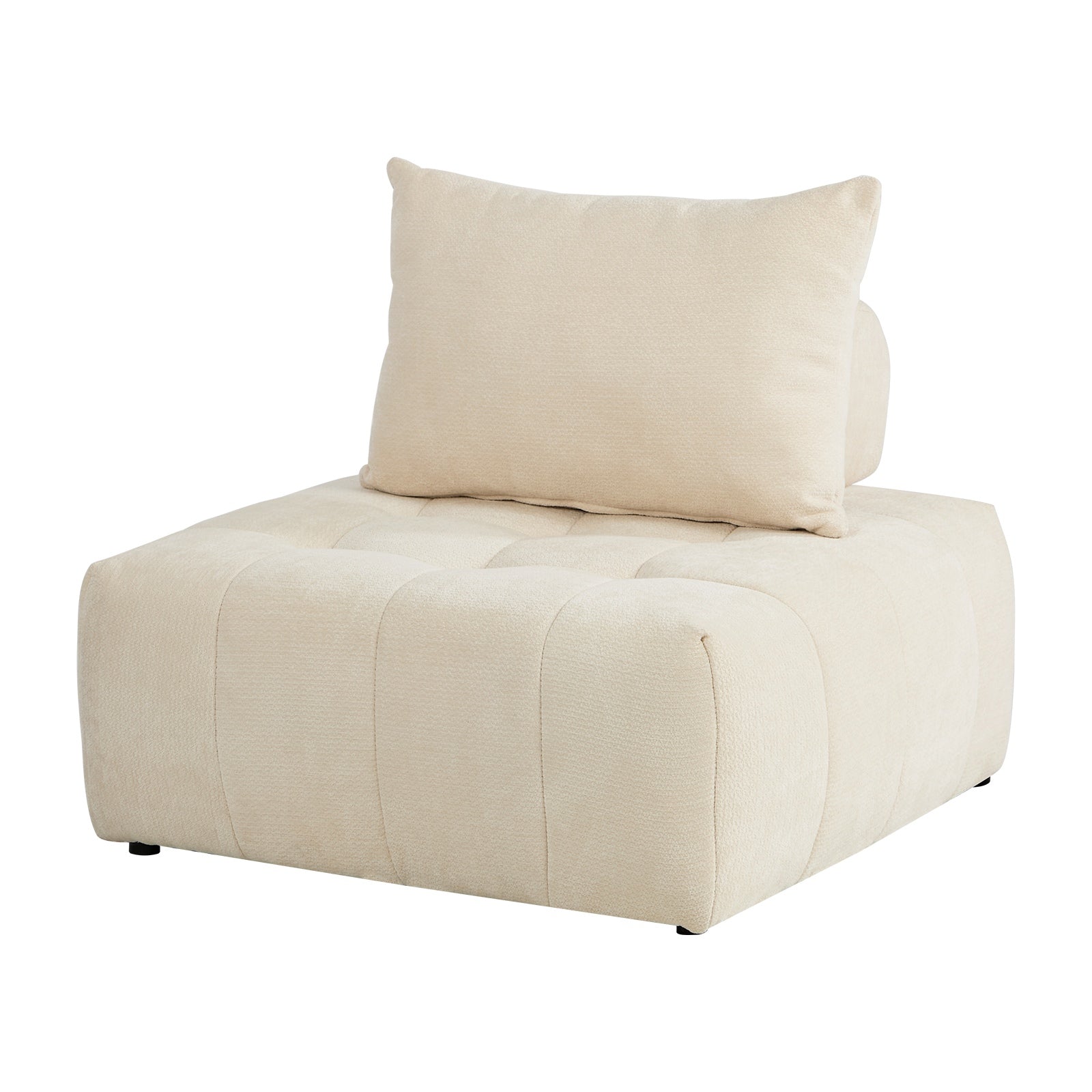 Oikiture Chenille Modular Sofa Floor Lounge Chair w/Pillow TOFU Armless