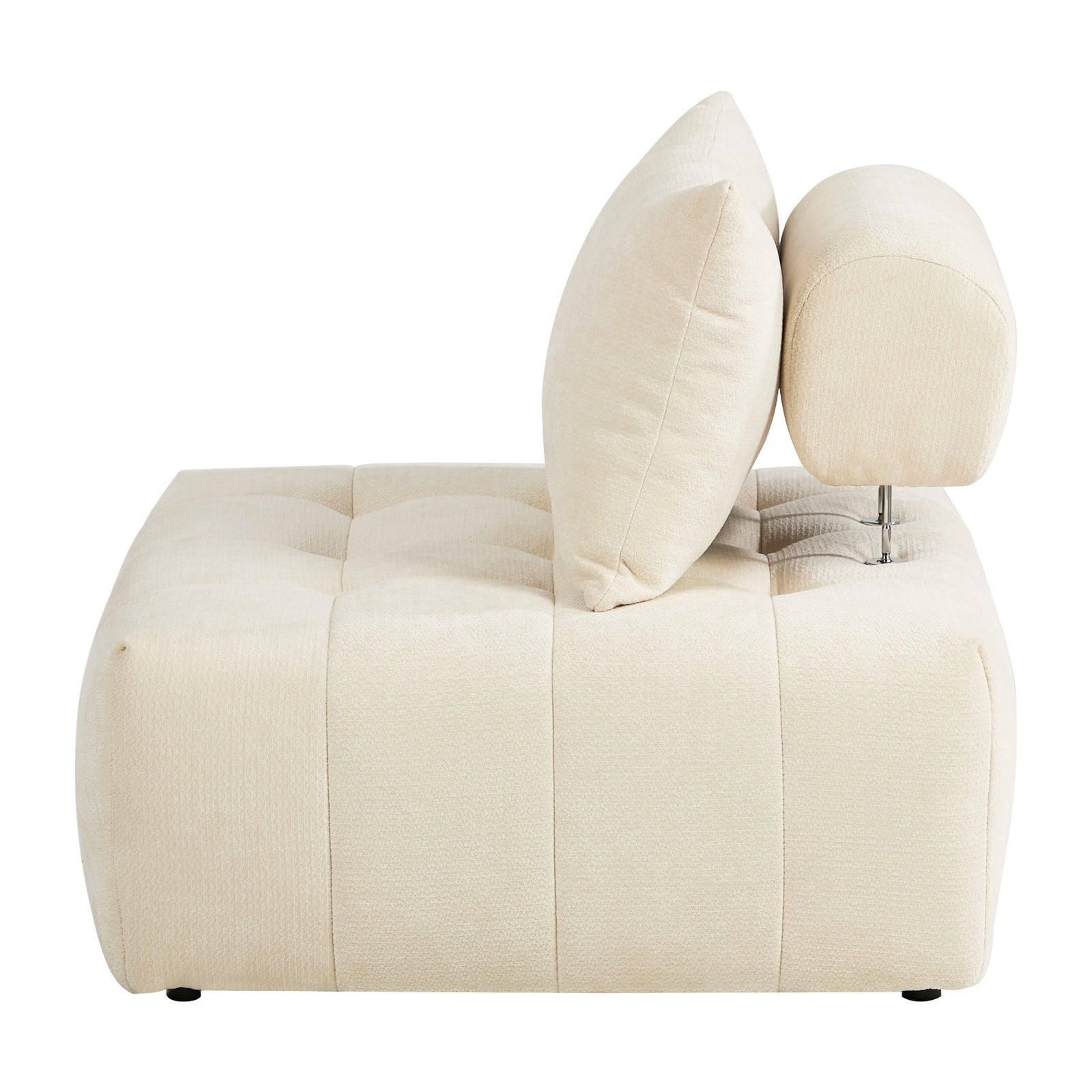 Oikiture 4x Chenille Modular Sofa Floor Lounge Chair w/Pillow TOFU Armless Beige