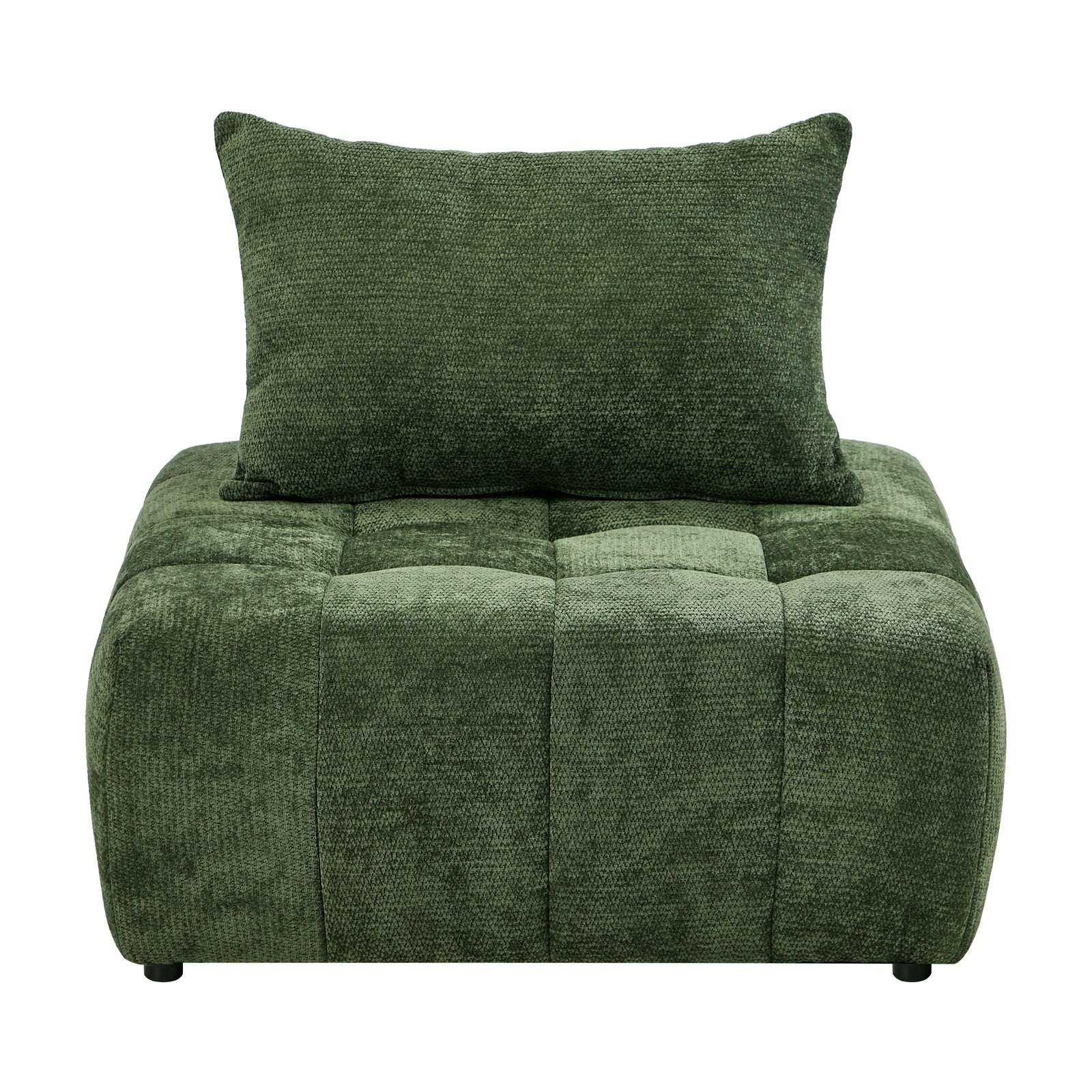 Oikiture 3x Chenille Modular Sofa Floor Lounge Chair w/Pillow TOFU Armless Green