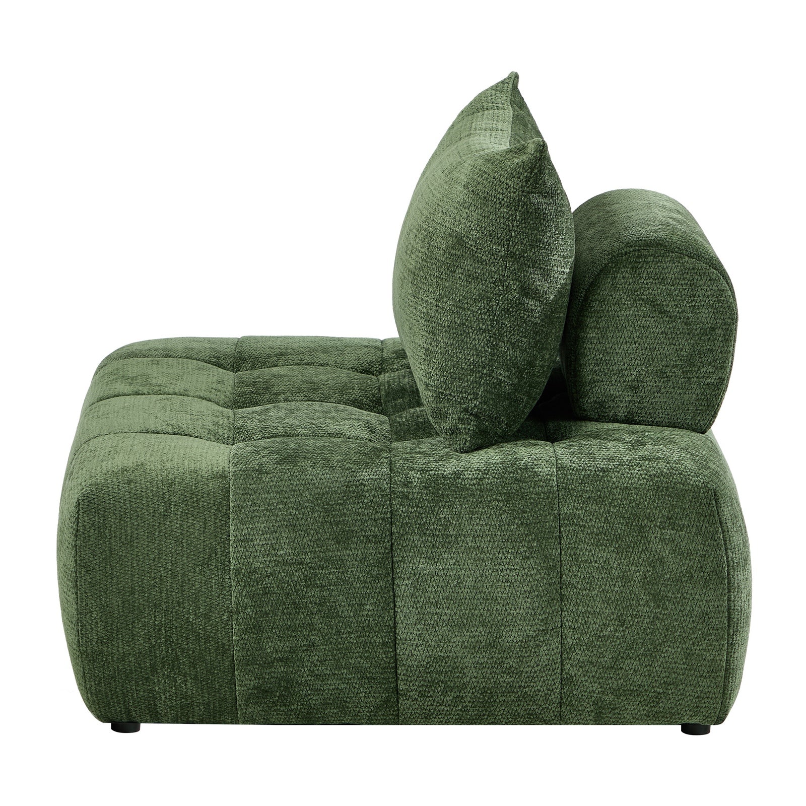 Oikiture 4x Chenille Modular Sofa Floor Lounge Chair w/Pillow TOFU Armless Green