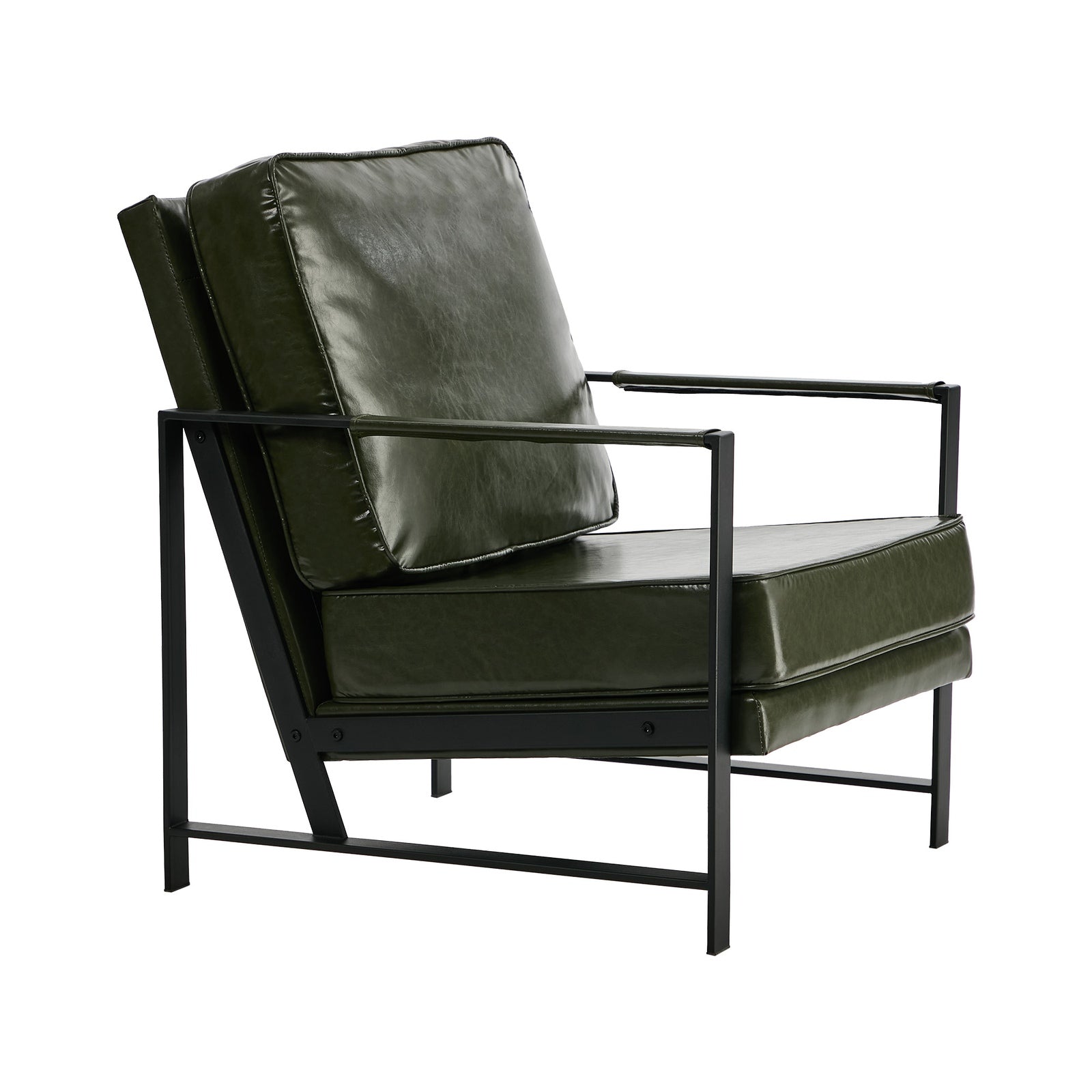 Oikiture Lounge Armchair Sofa Chair Faux Leather Accent Armchairs Green