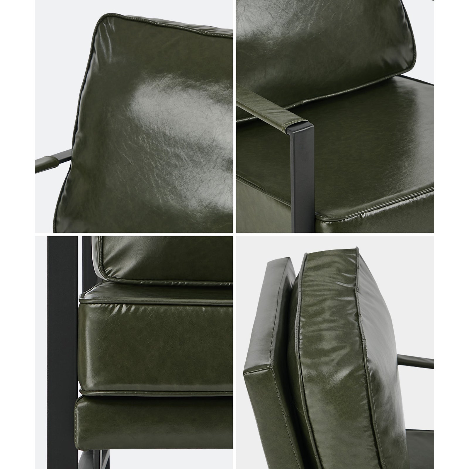 Oikiture 2x Lounge Armchair Sofa Chair Faux Leather Accent Armchairs Green