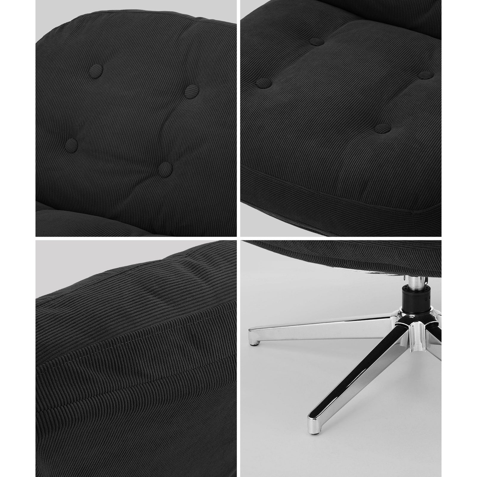 Oikiture 2x Armchair Swivel Lounge Chair Padded Accent Chairs Polyester Black - Sunyee