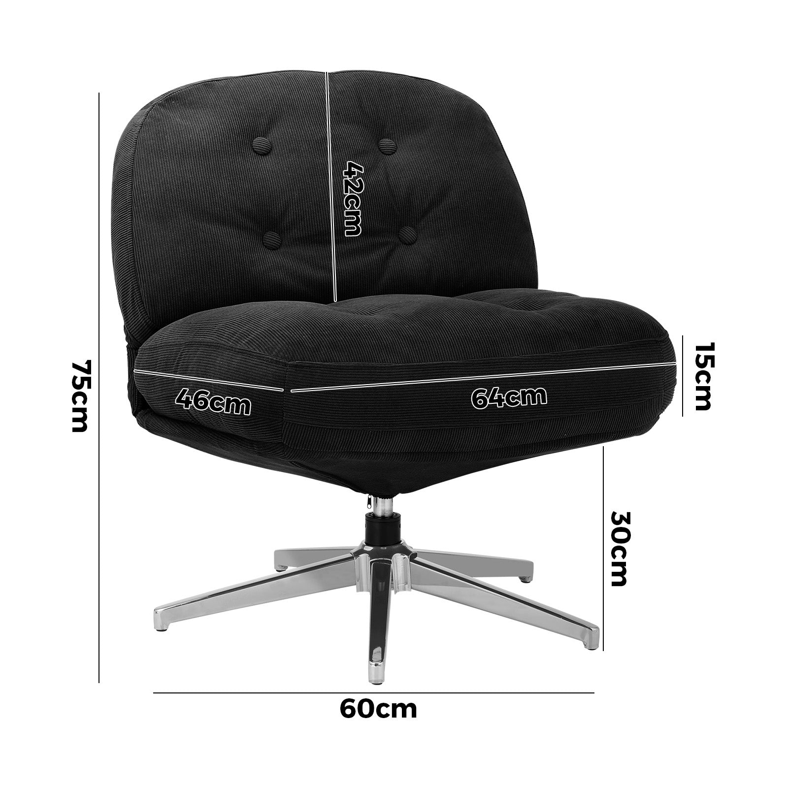 Oikiture 2x Armchair Swivel Lounge Chair Padded Accent Chairs Polyester Black - Sunyee
