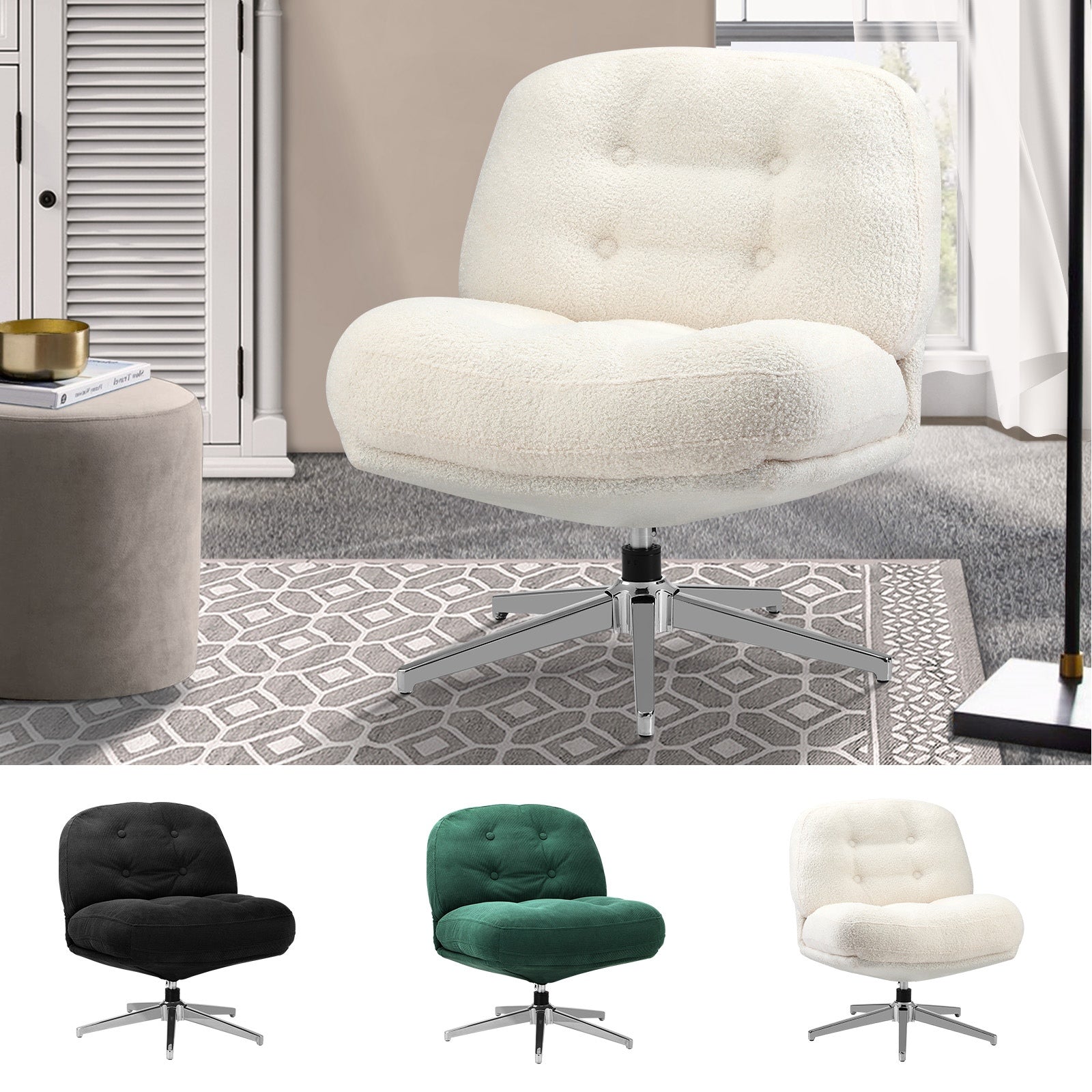 Oikiture Armchair Swivel Lounge Chair Padded Accent Chairs - Sunyee