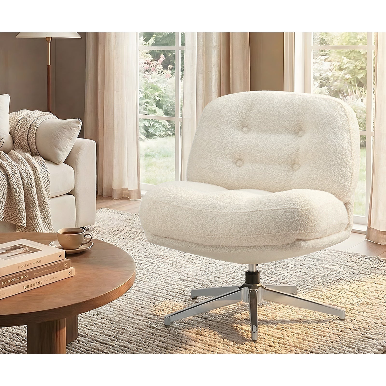 Oikiture Armchair Swivel Lounge Chair Padded Accent Chairs - Sunyee