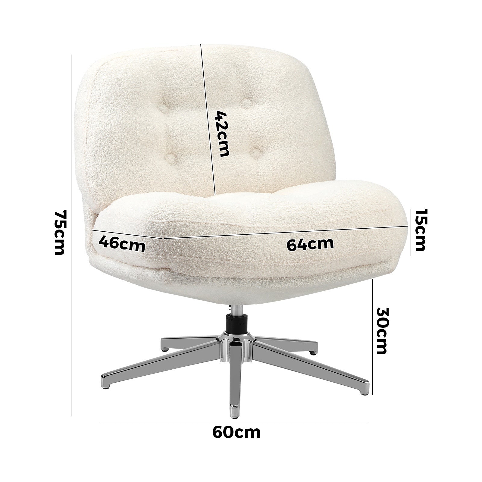 Oikiture 2x Armchair Swivel Lounge Chair Padded Accent Chairs Boucle White - Sunyee