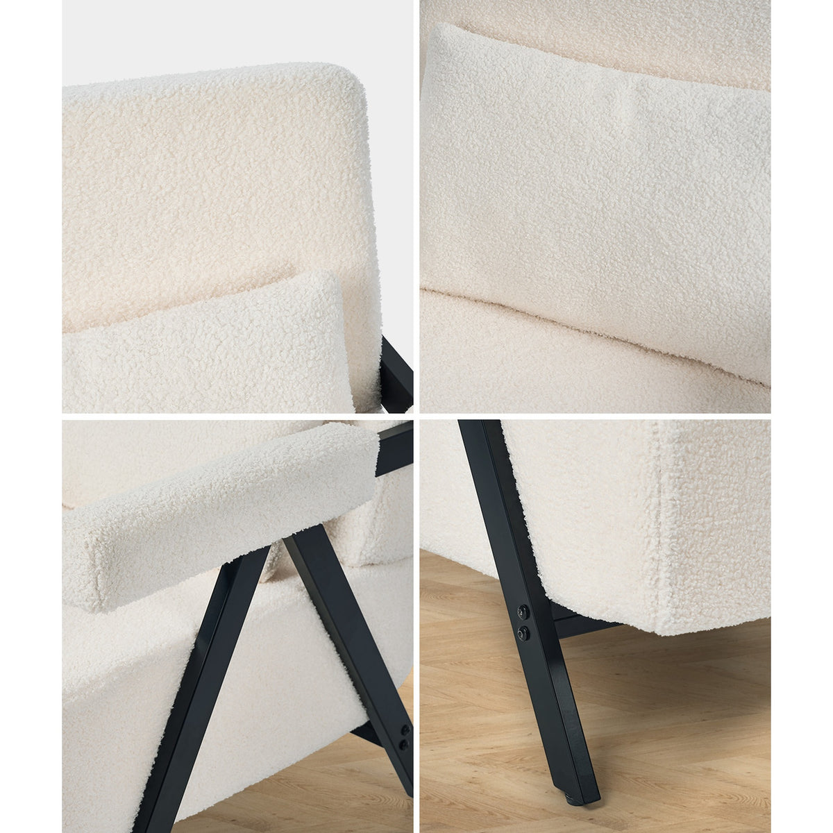 Oikiture Compressed Armchair Sherpa Lounge Chair Accent Sofa with Cushion