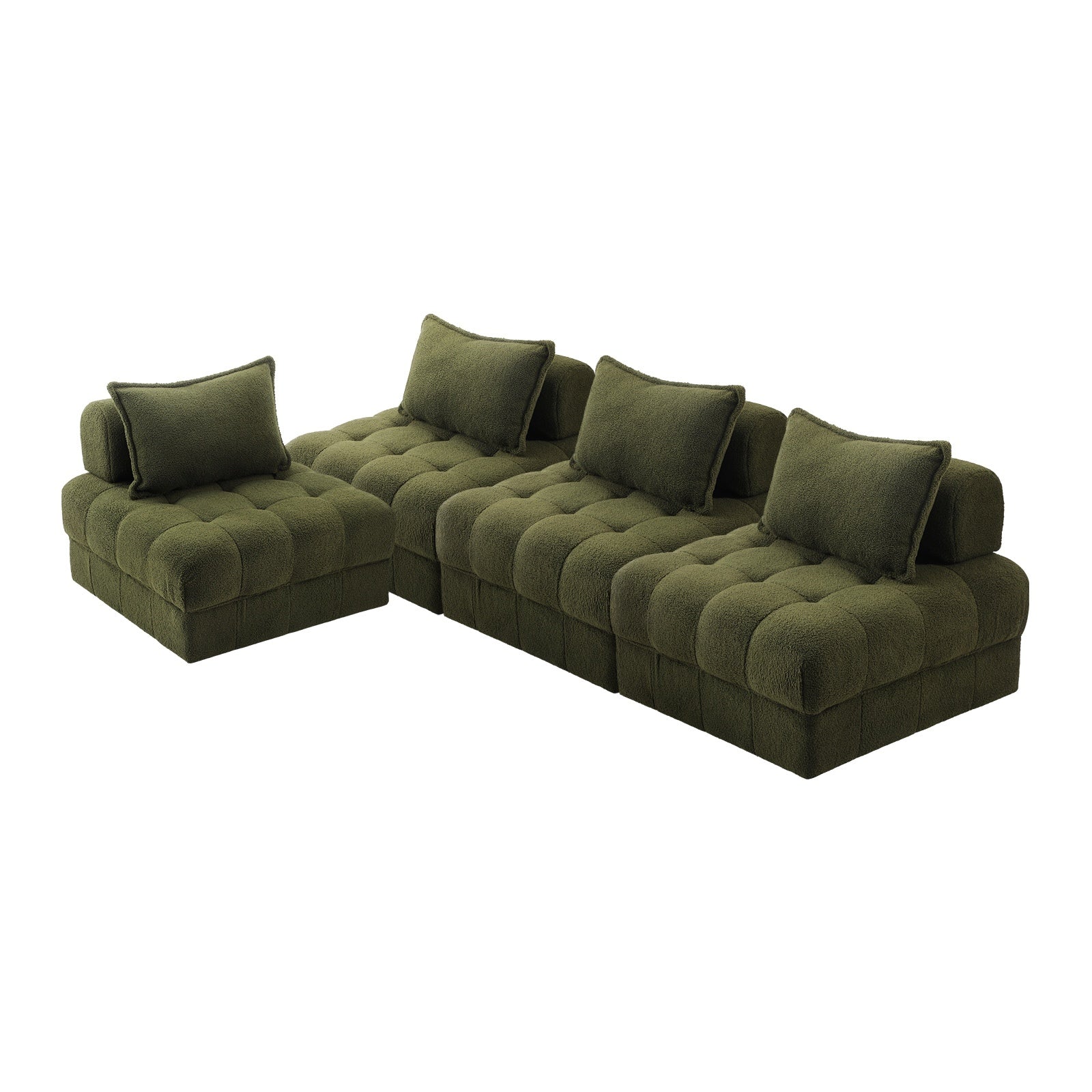 Oikiture 1-6 Seater Boucle/Velvet Modular Sofa & Ottoman Set Armless TOFU Back - Sunyee