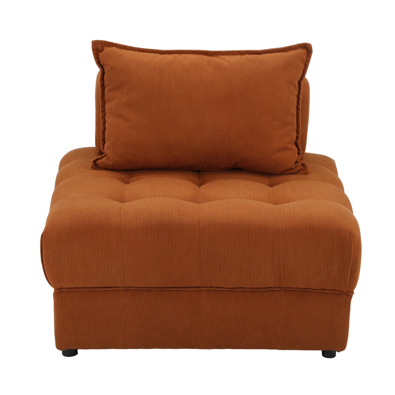 Oikiture 1 Seater Velvet Modular Sofa Lounge Chair Armless TOFU Back Brown - Sunyee