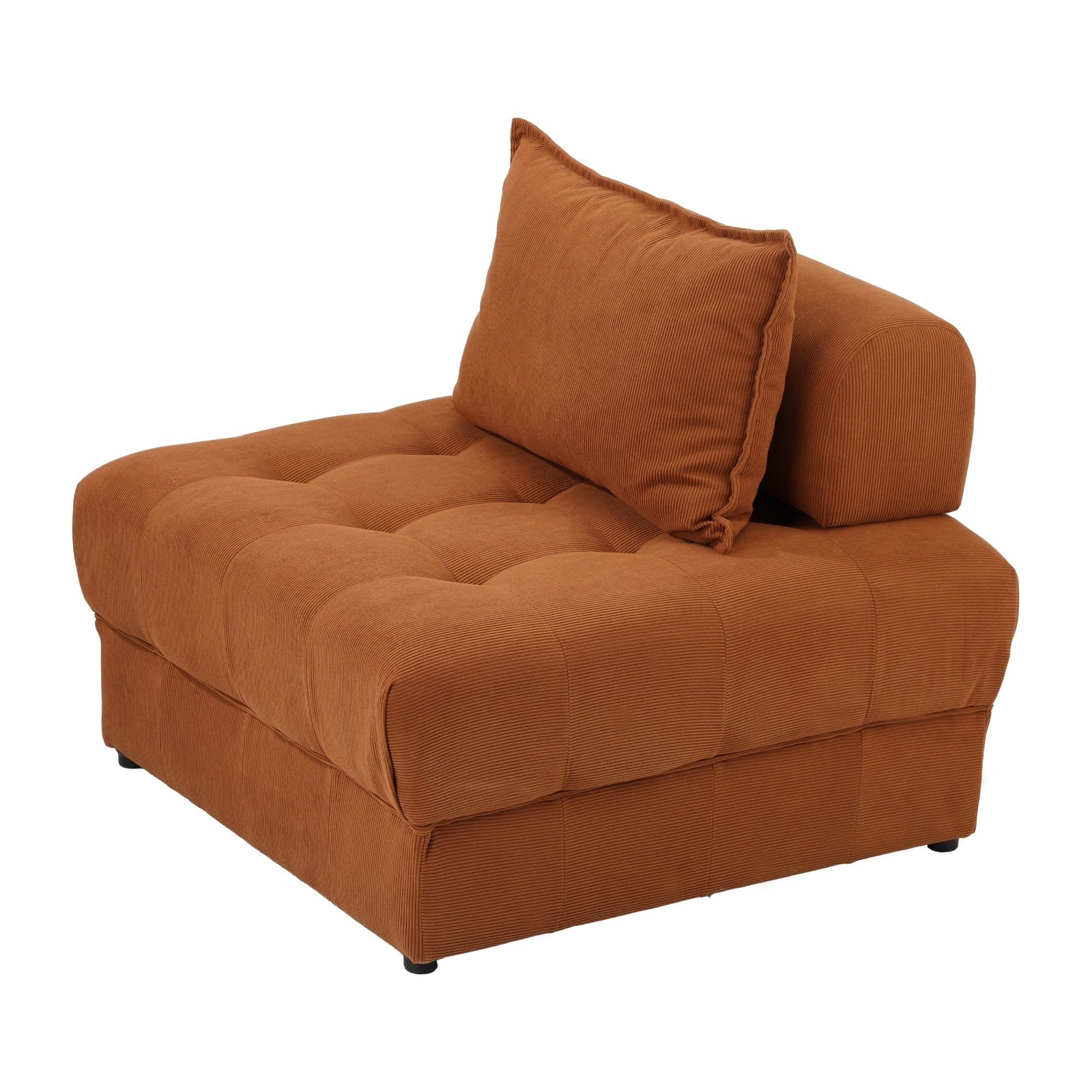 Oikiture 3 Seater Velvet Modular Sofa Lounge Chair Armless TOFU Back Brown - Sunyee