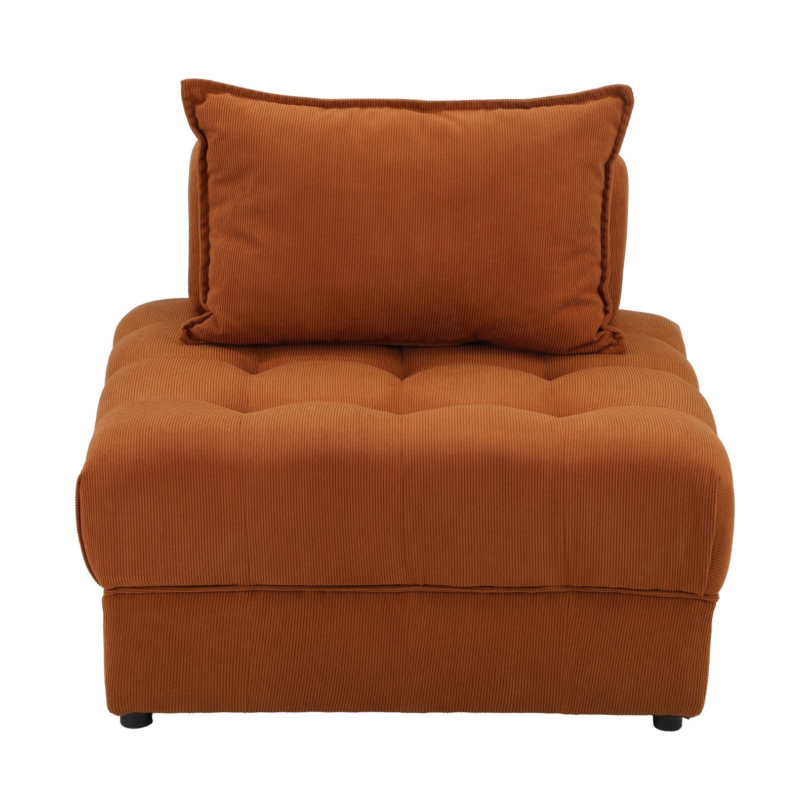 Oikiture 4 Seater Velvet Modular Sofa Lounge Chair Armless TOFU Back Brown - Sunyee