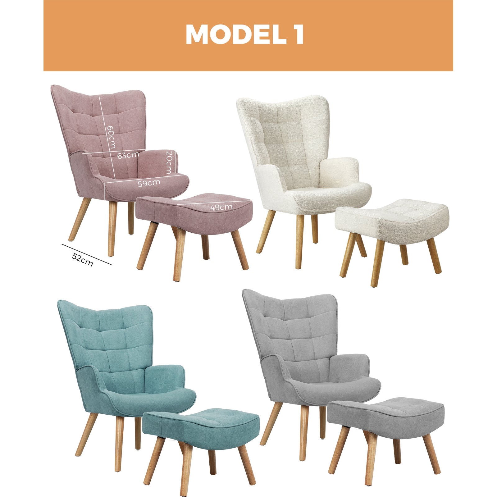 Oikiture Armchair Lounge Chair Armchairs Accent Chairs Bedroom Sofa Couches - Sunyee