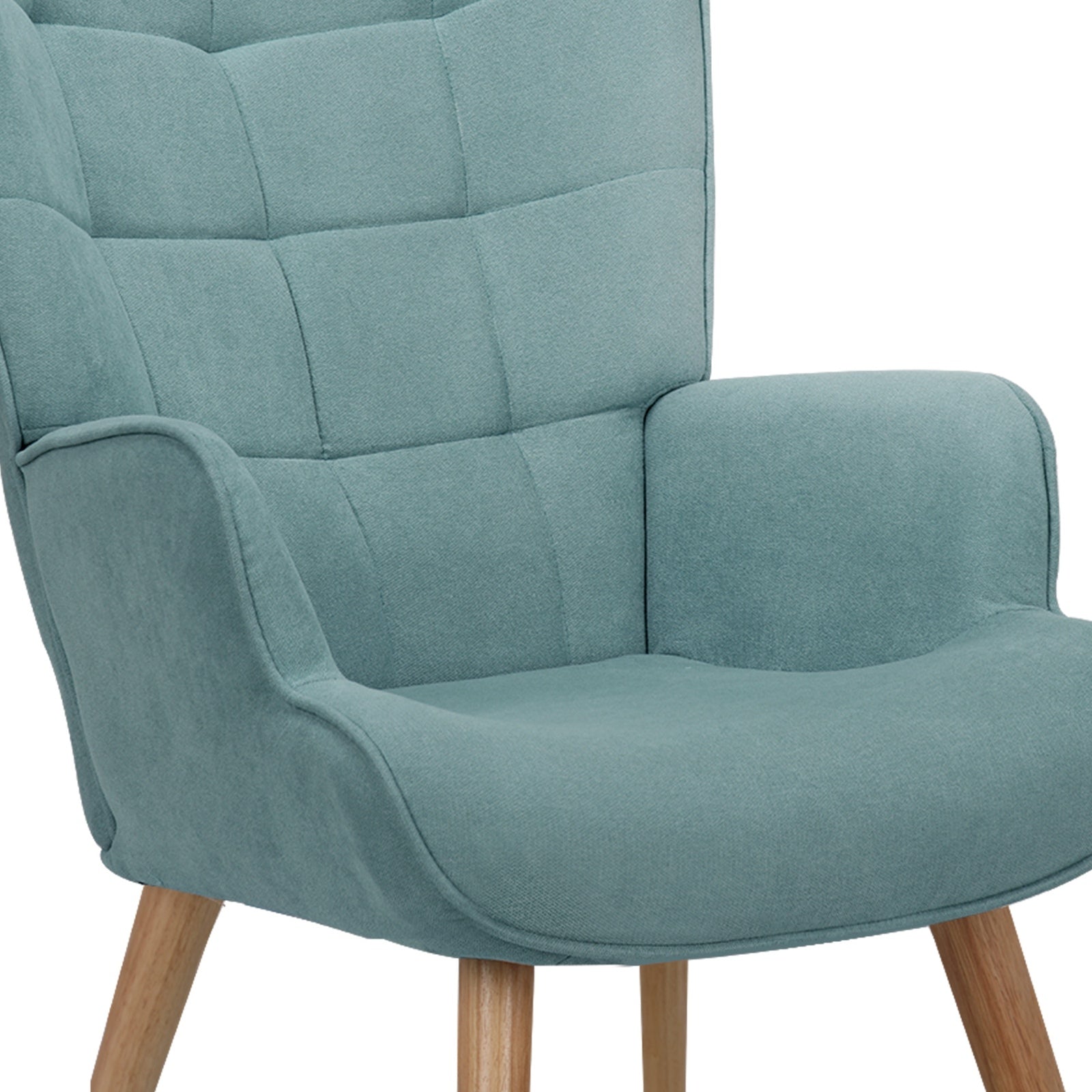 Oikiture 2x Armchair Lounge Chair Ottoman Accent Armchairs Fabric Sofa Blue - Sunyee