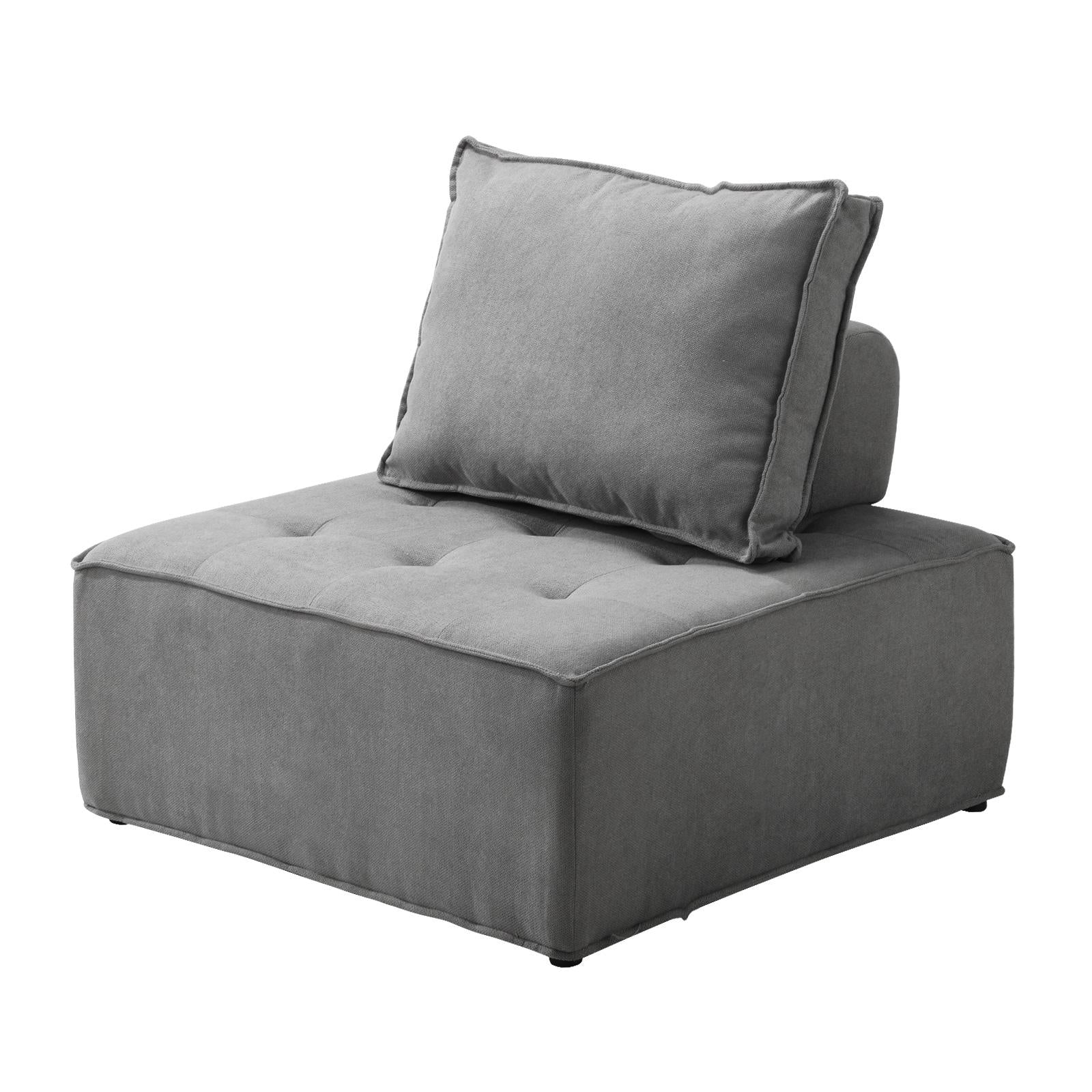 Oikiture 1-4PCS Modular Sofa Lounge Chair Armless TOFU Back Sherpa/Linen/PU