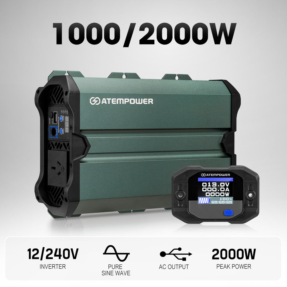Atem Power 1000W/2000W Pure Sine Wave Inverter 12V to 240V Remote Control Boat - Sunyee