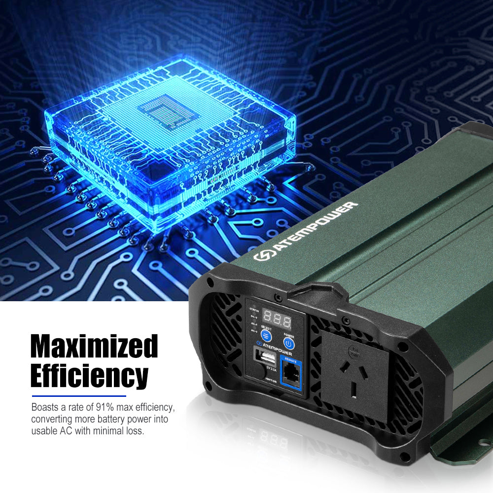 Atem Power Pure Sine Wave Inverter 1000W/1500W/2000W/2500W 12V to 240V Remote - Sunyee