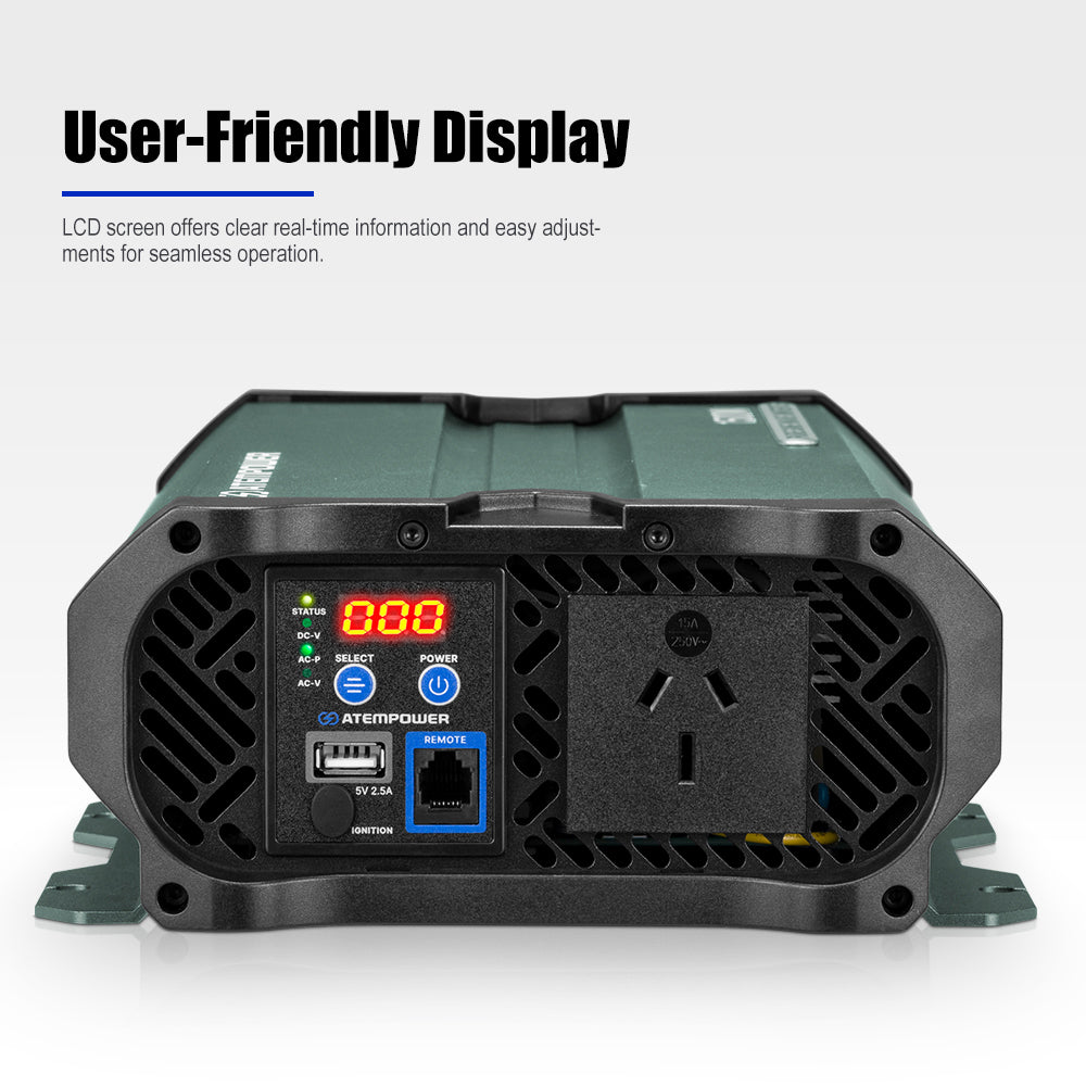 Atem Power Pure Sine Wave Inverter 1000W/1500W/2000W/2500W 12V to 240V Remote - Sunyee