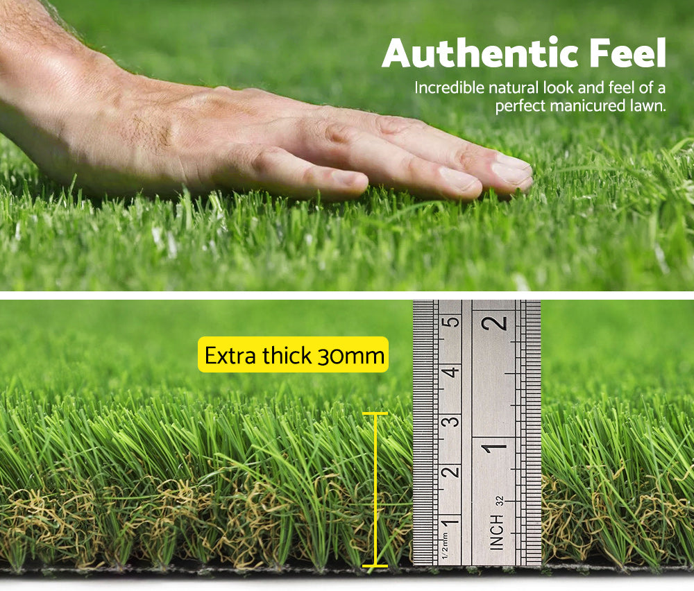 Mobi Artificial Grass Synthetic Fake Lawn 10-60SQM Turf Plastic Plant 30mm - Sunyee