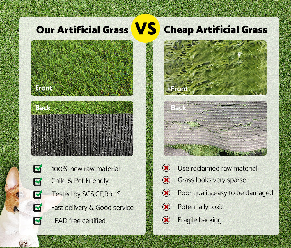 MOBI OUTDOOR Artificial Grass Synthetic Fake Lawn 10SQM Turf Plastic Plant 30mm