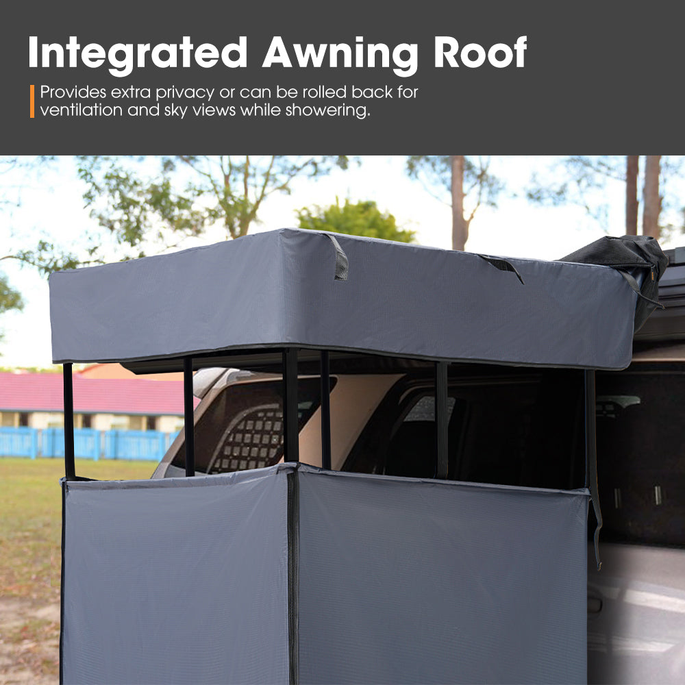 San Hima Camping Shower Tent Awning Fold-Out & 8L Portable Gas Hot Water Heater - Sunyee