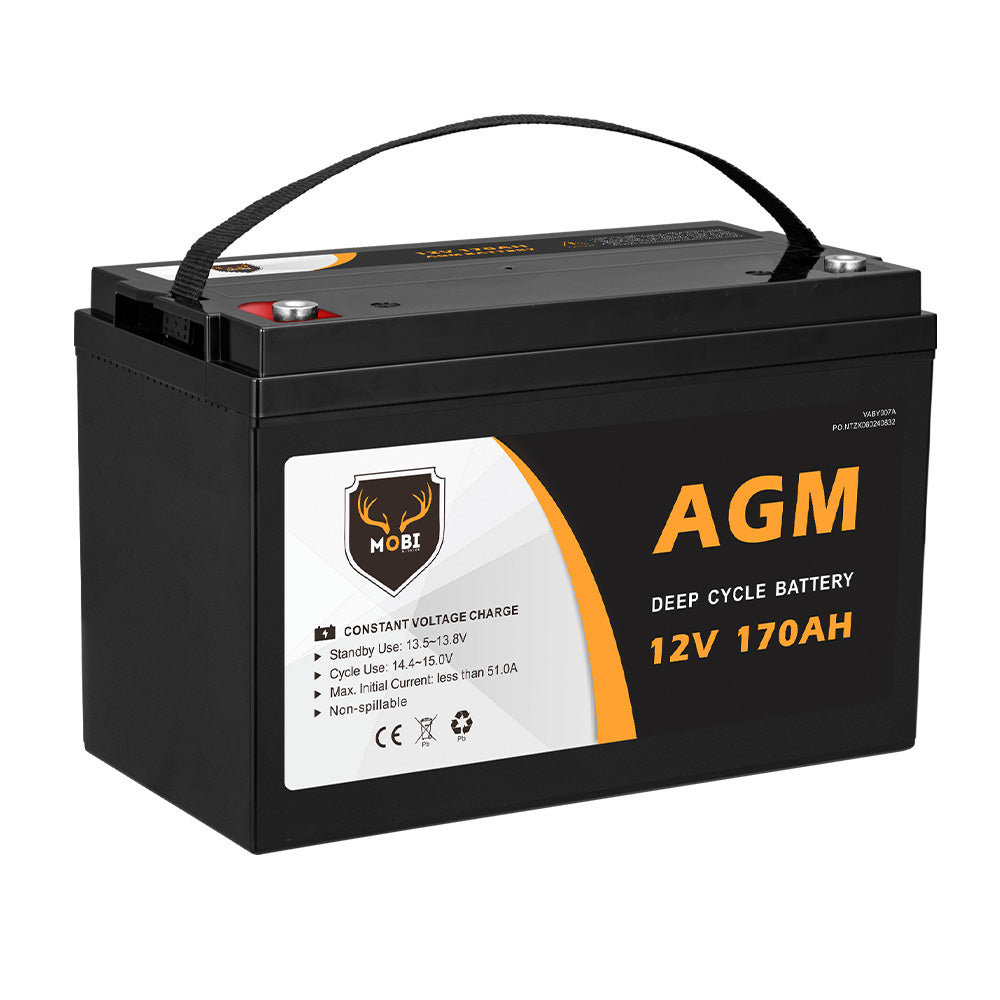 170AH 12V AGM Deep Cycle Battery Golf Cart Buggy Camping Scooter Solar Battery - Sunyee
