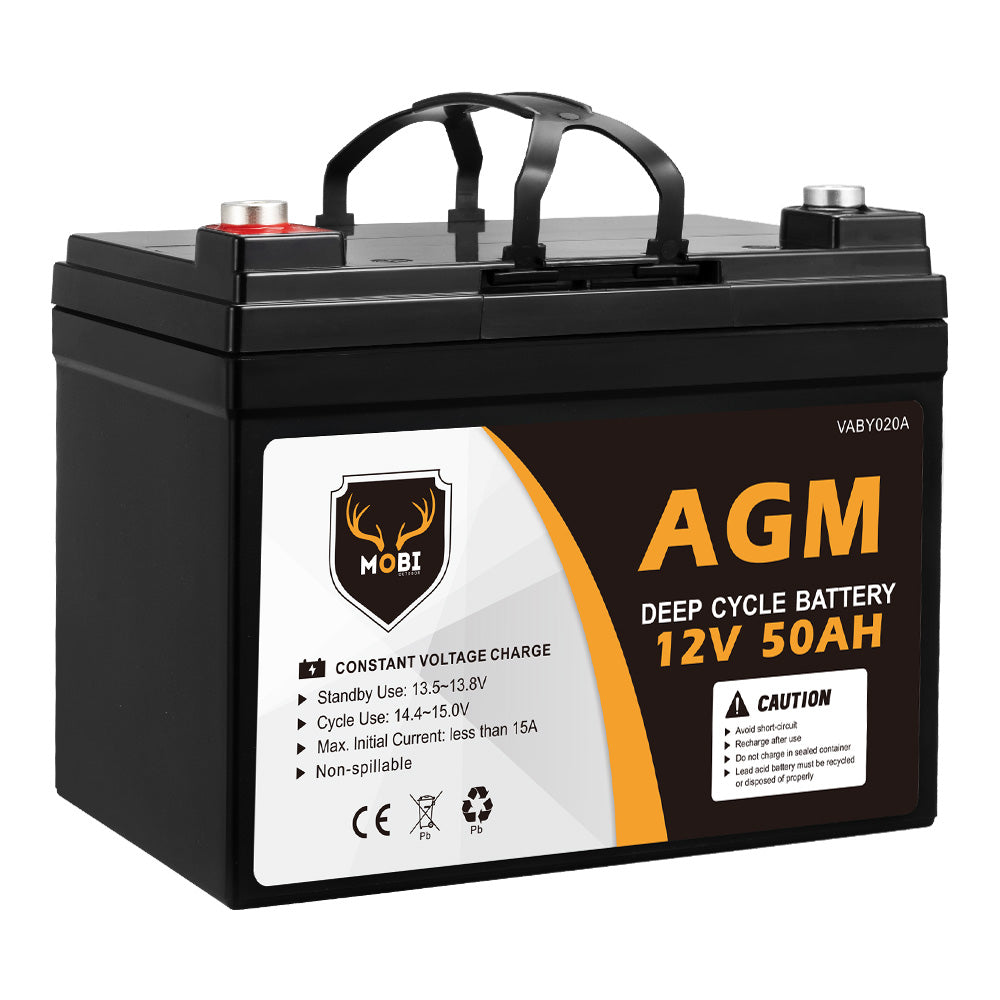 Mobi 12V 50AH AGM Battery Deep Cycle Mobility Scooter Golf Cart Campin