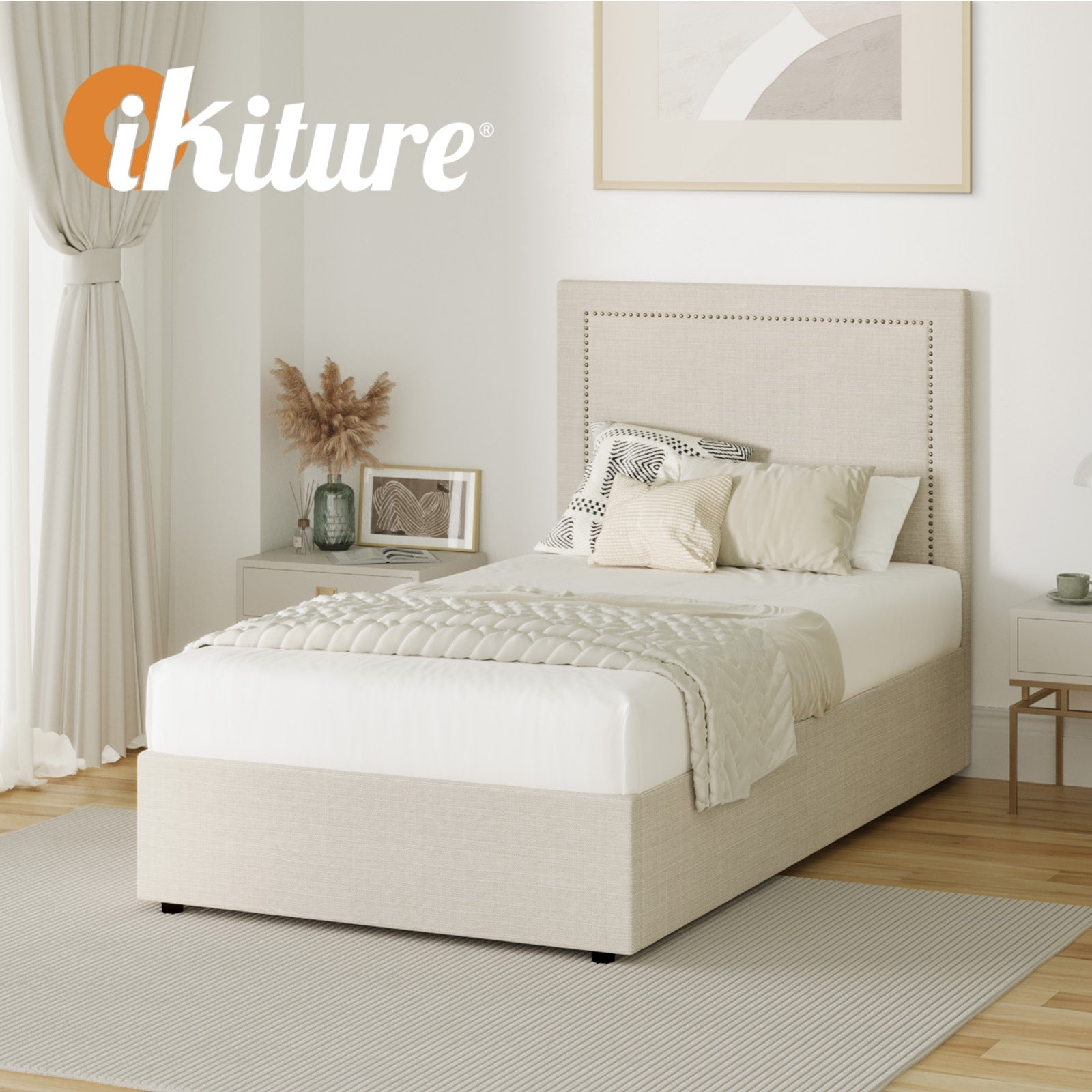 Oikiture Bed Frame King Single Gas Lift Base with Storage ADI - Sunyee