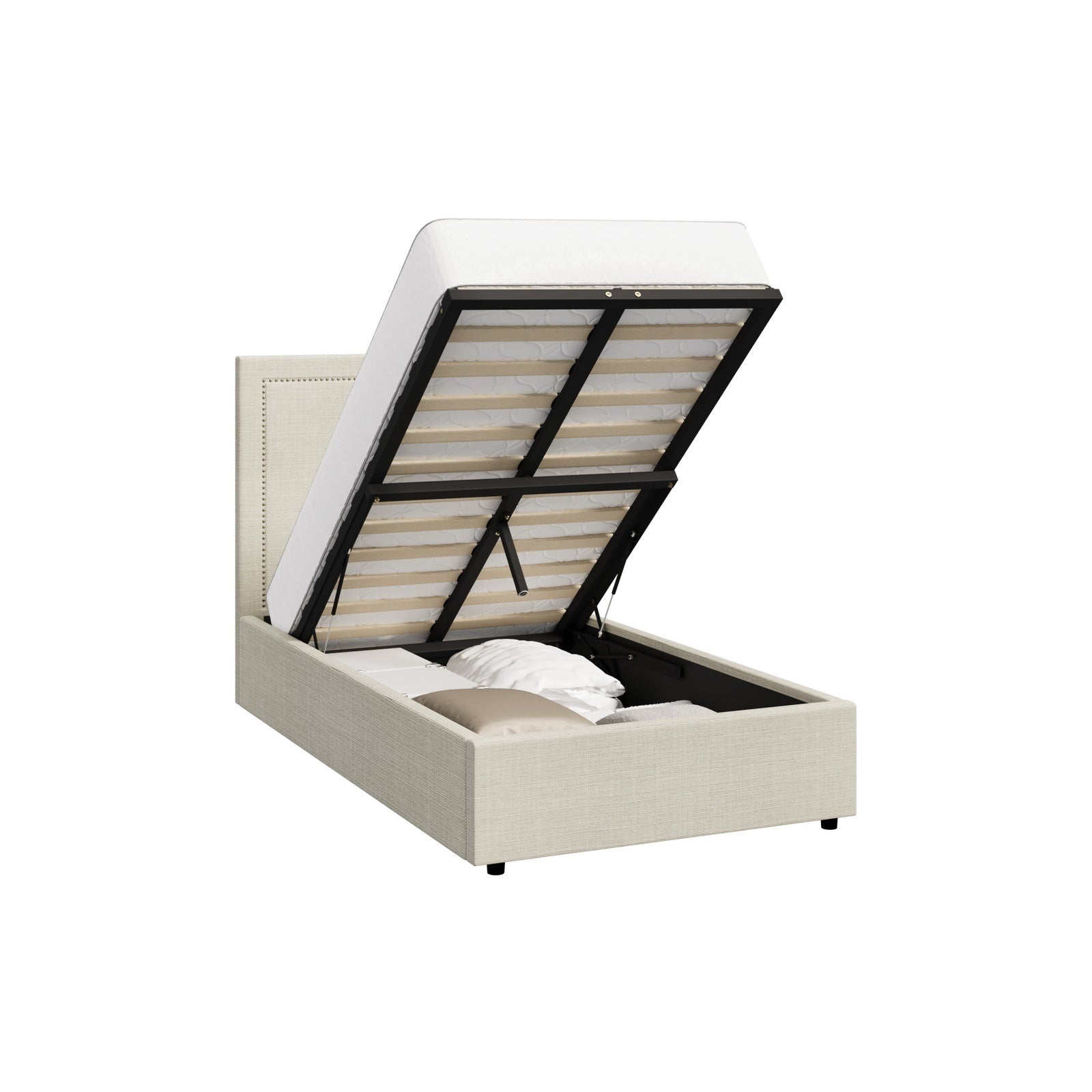 Oikiture Bed Frame King Single Gas Lift Base with Storage ADI - Sunyee