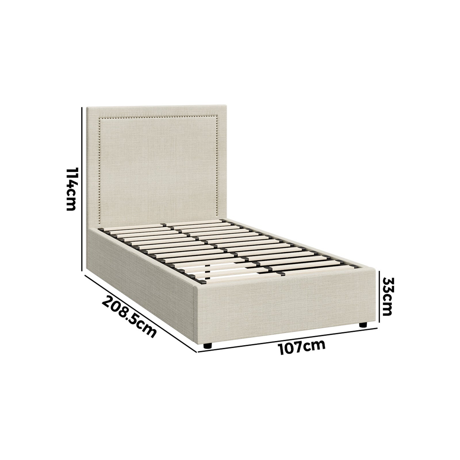 Oikiture Bed Frame King Single Gas Lift Base with Storage ADI - Sunyee
